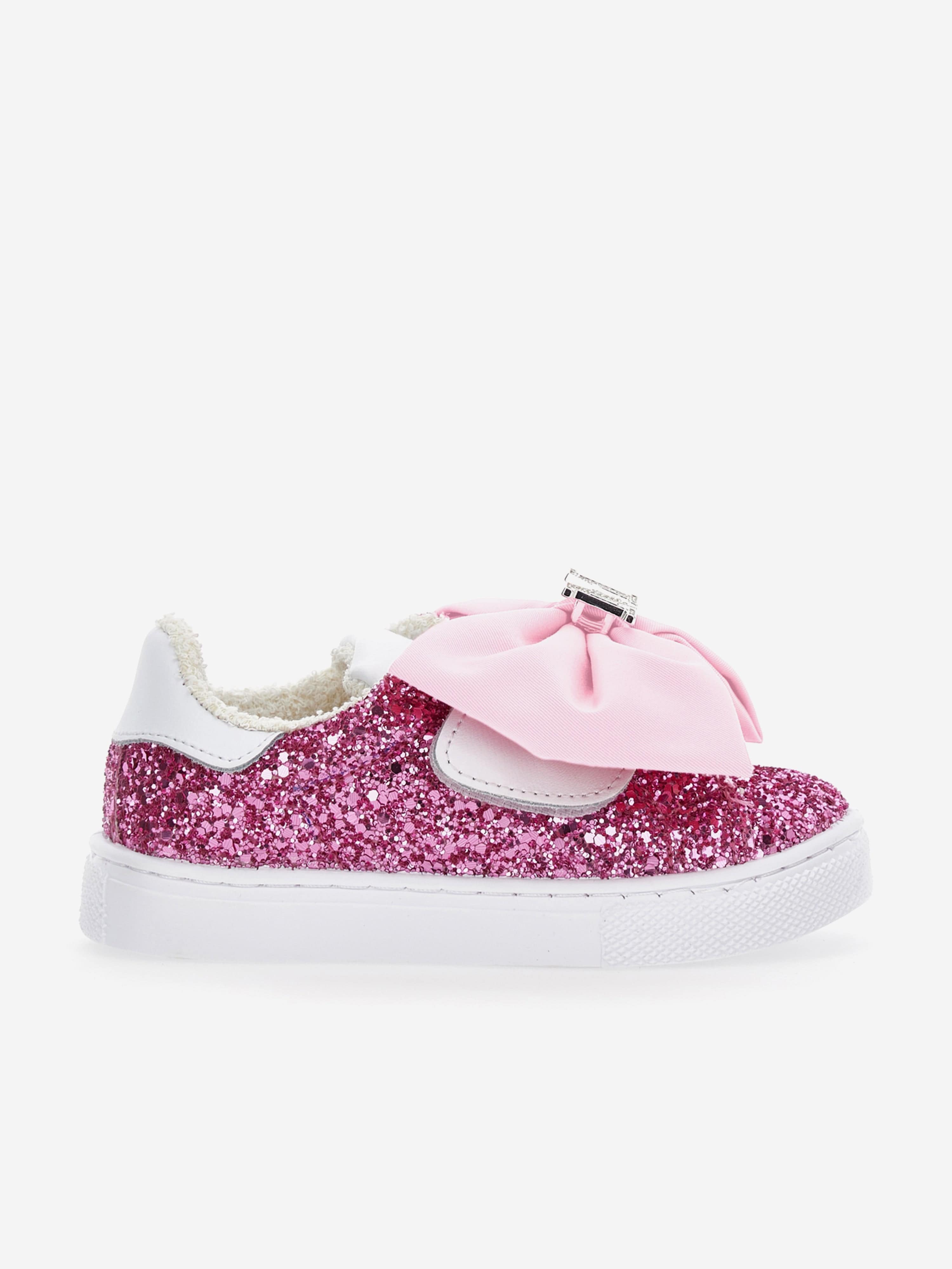 Girls Glitter Bow Trainers in Pink The Cheapest Cheap Pice