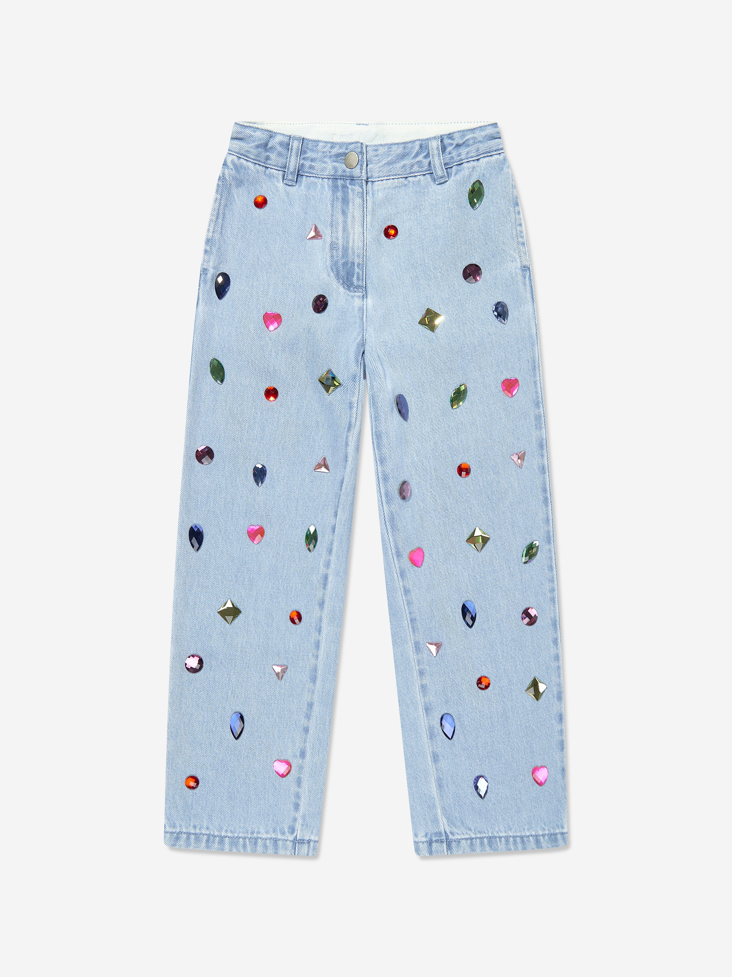 Girls Jewelled Denim Jeans in Blue Best Sale Online