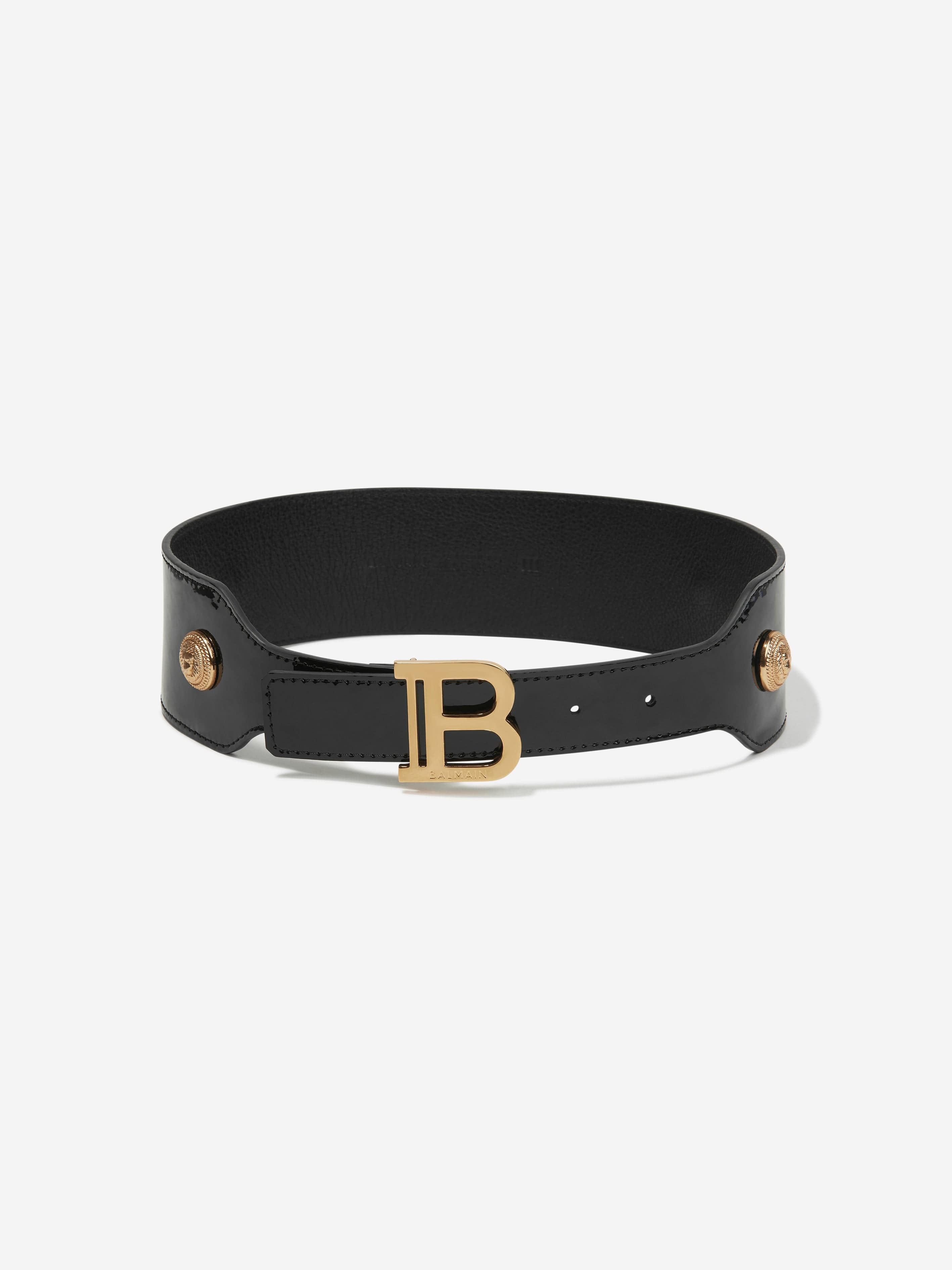 Balmain Girls Varnished Leather Belt in Black Best