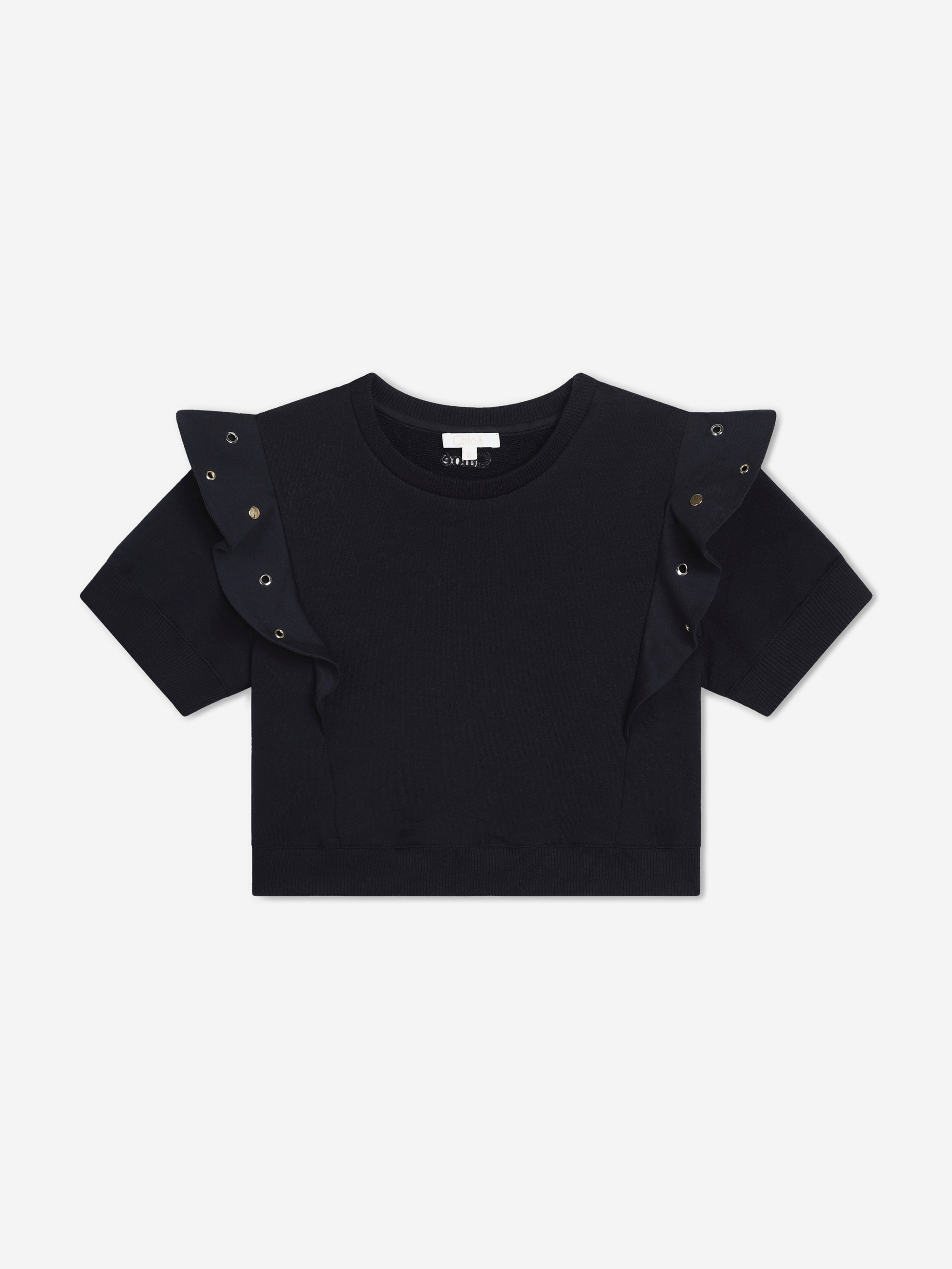 Chlo¨¦ Girls Ruffle Sweatshirt in Navy Good Selling Sale Online