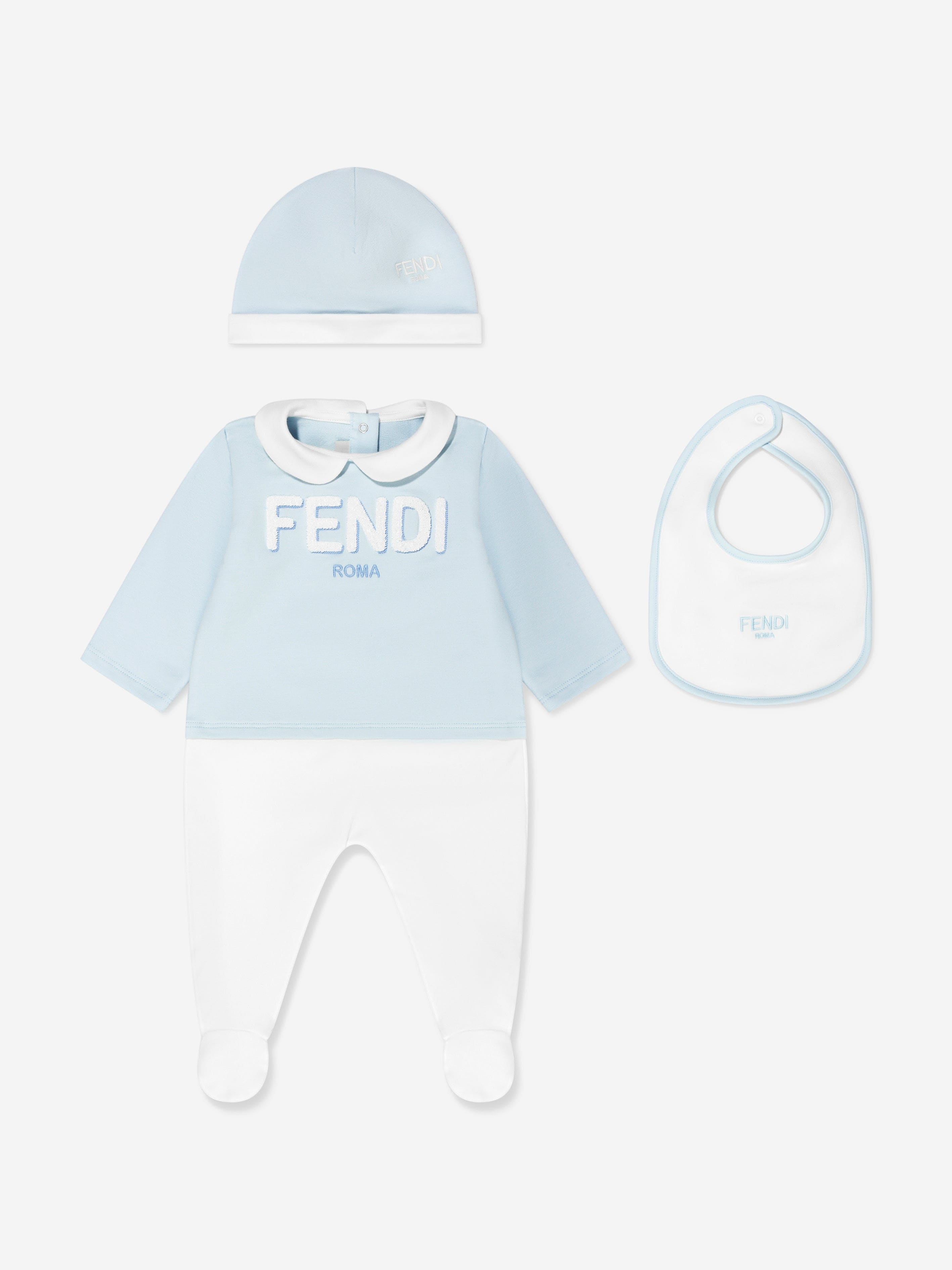 Fendi Baby Boys Babgrow Gift Set (3 Piece) in Blue Sale Low Pice