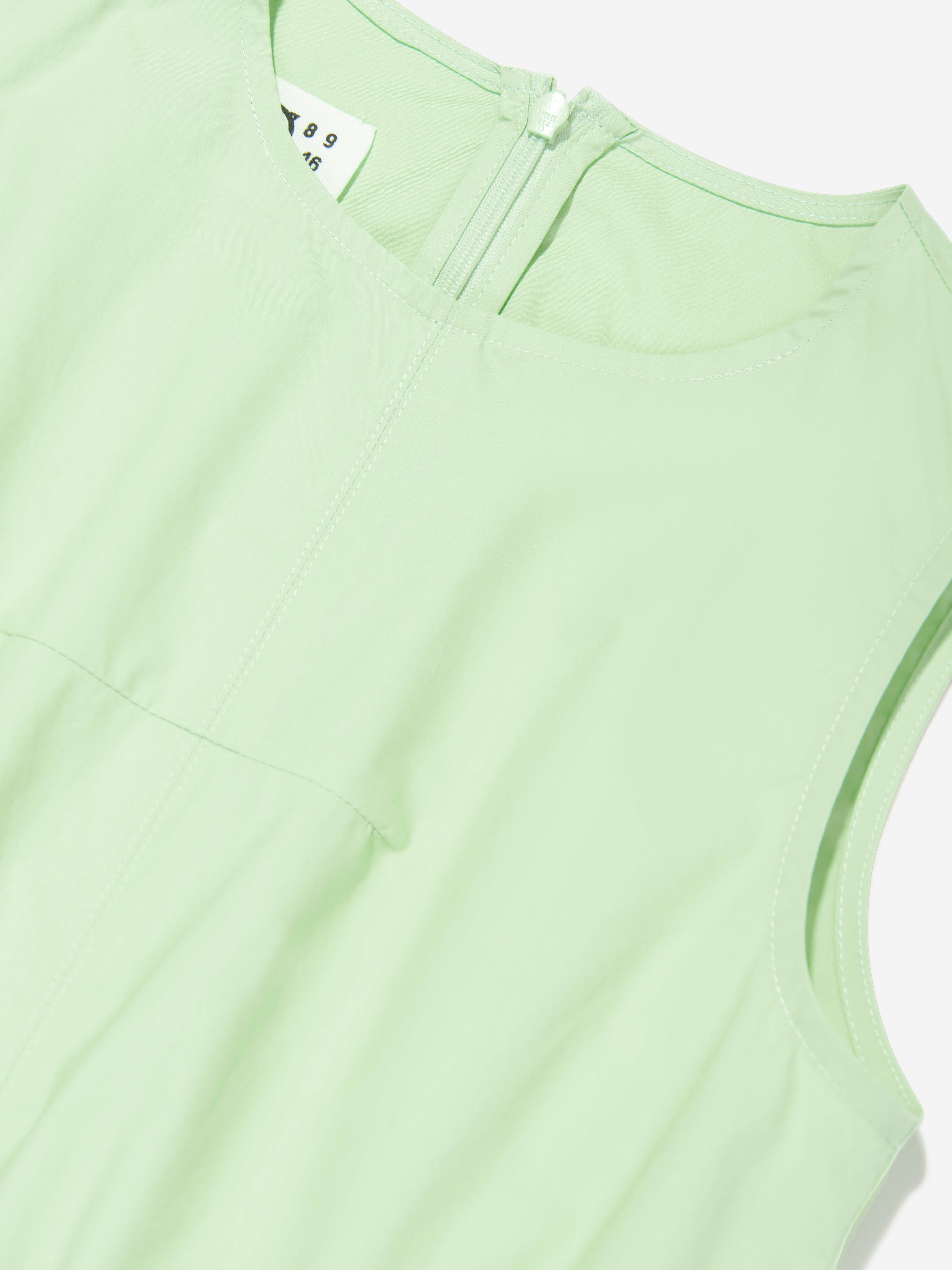 MM6 Maison Margiela Girls Sleeveless Poplin Dress in Green Latest Collections