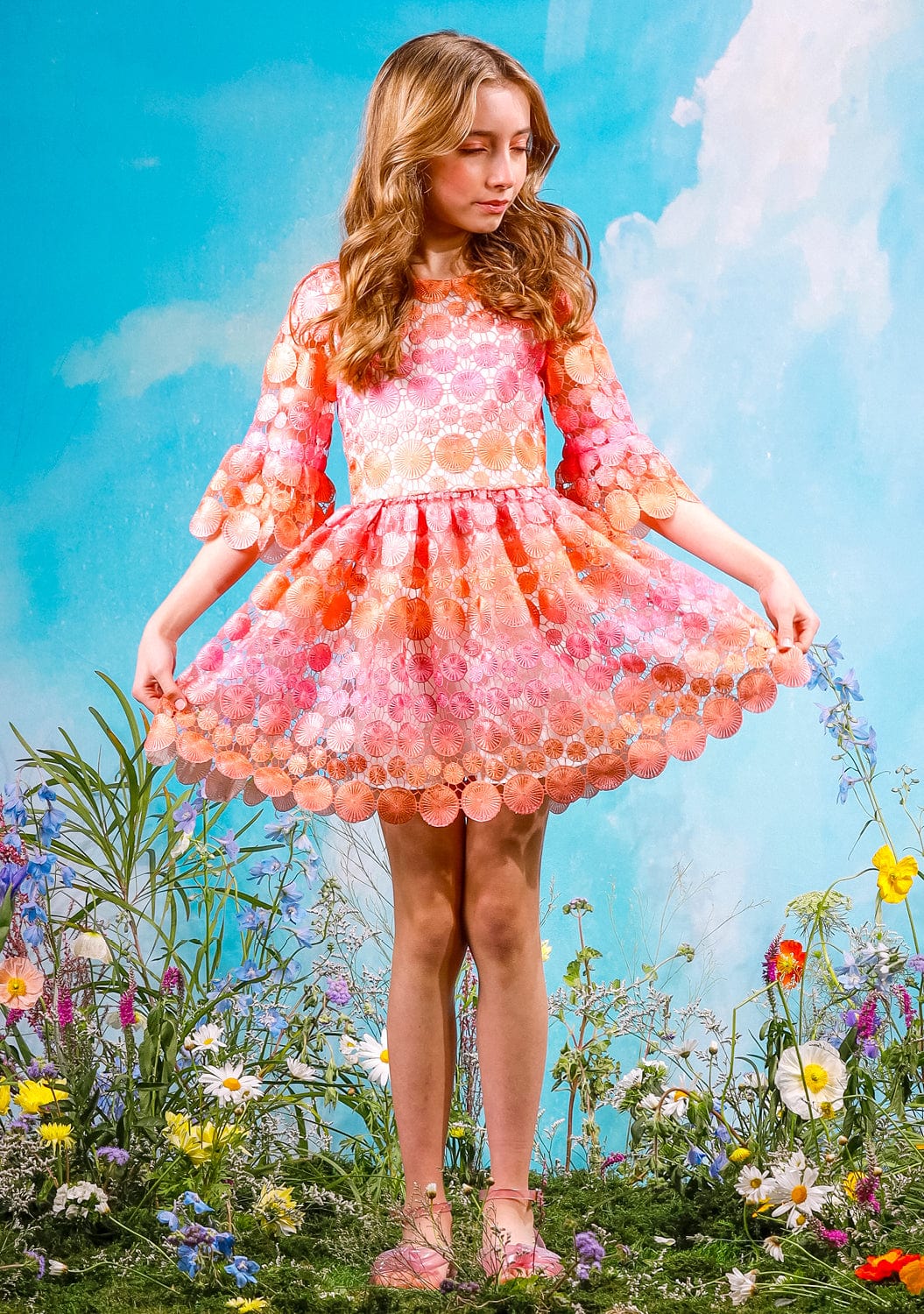 Marlo Girls Louise Embroidered Dress in Multicolour Discount Authentic Online