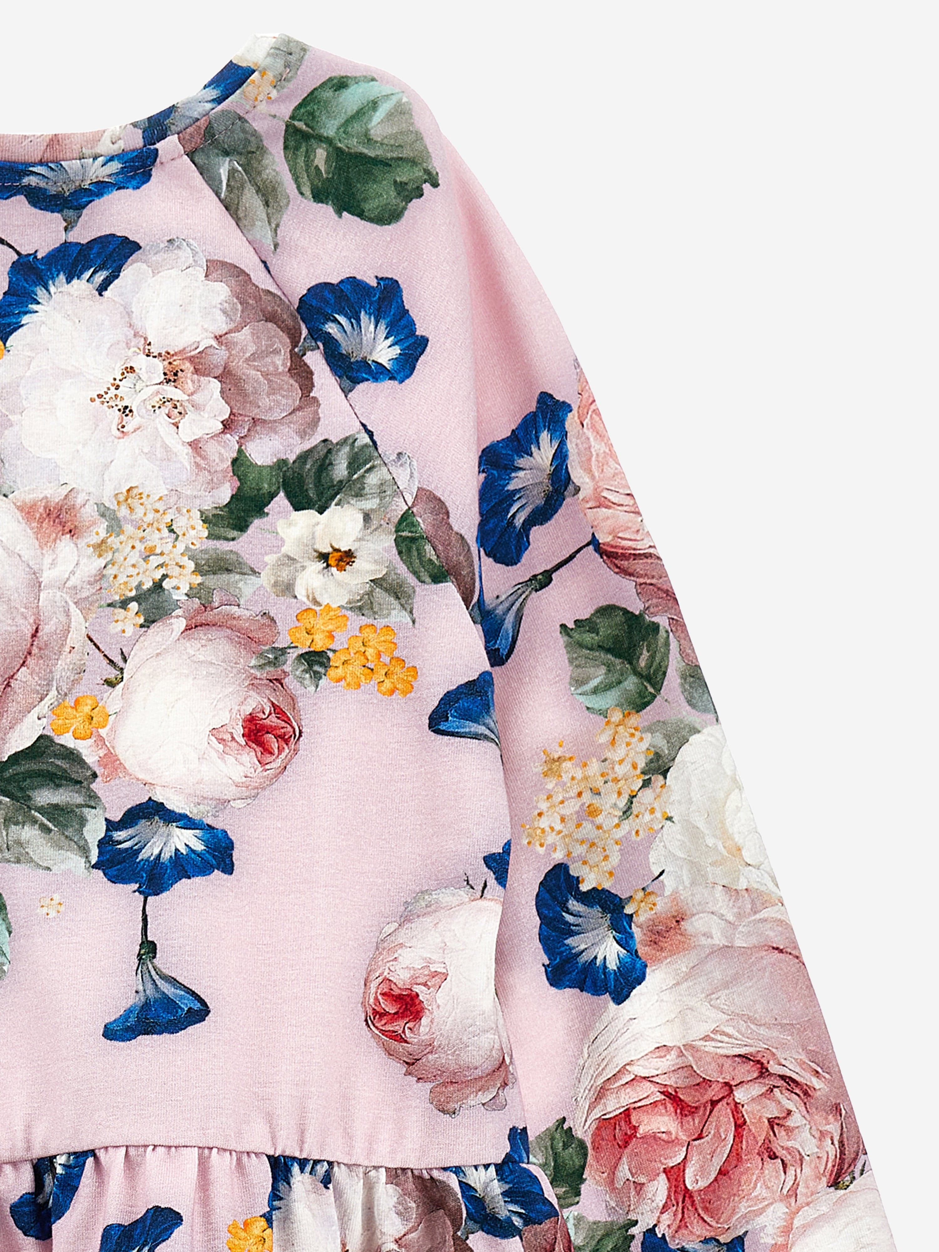 Monnalisa Girls Baroque Roses Jersey Dress in Multicolour Outlet Shop Offer