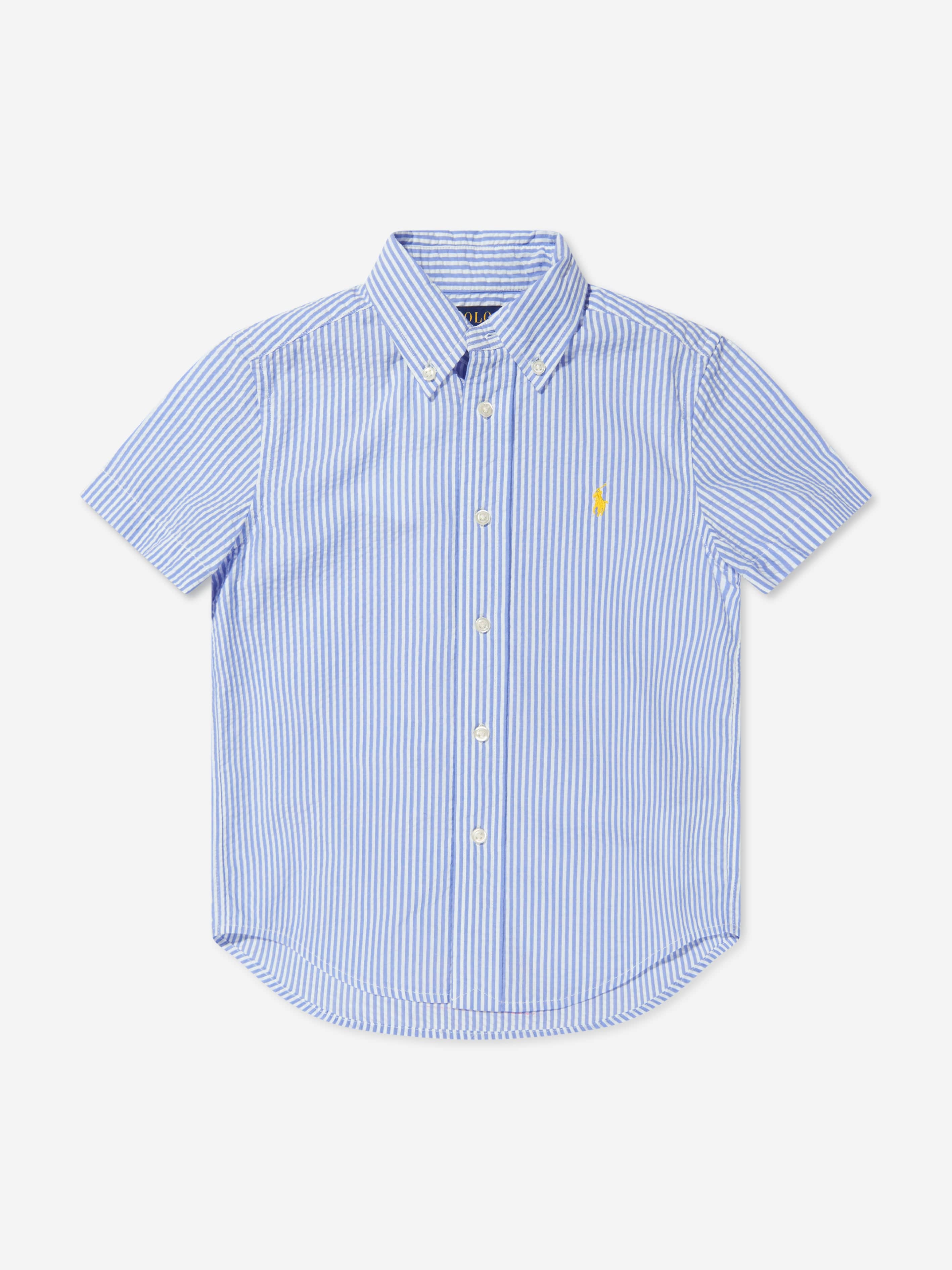 Ralph Lauren Boys Short Sleeve Shirt in Blue Fast Delivery Cheap Online