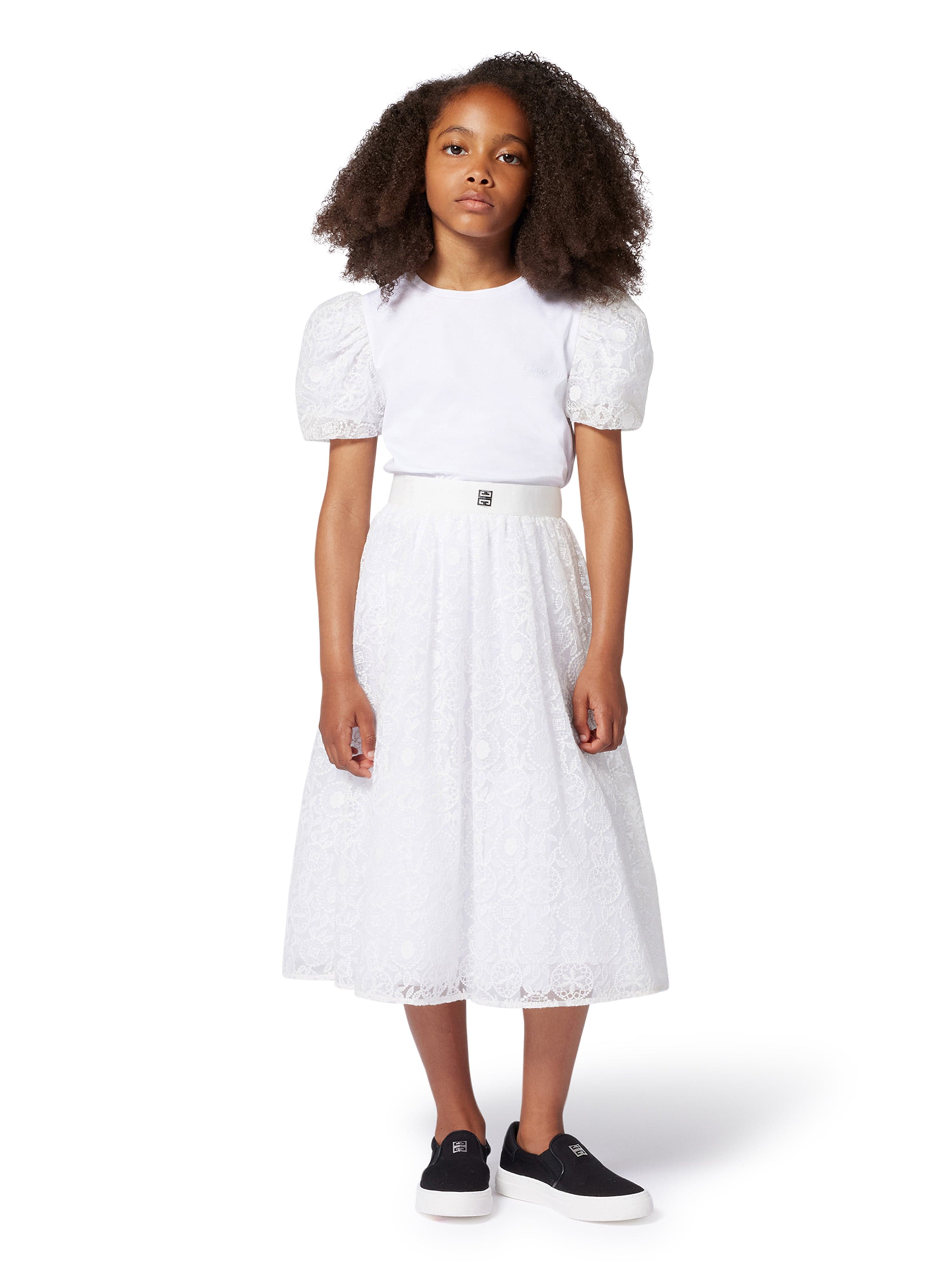 Girls Logo Tulle Skirt in White Cheap 100% Authentic