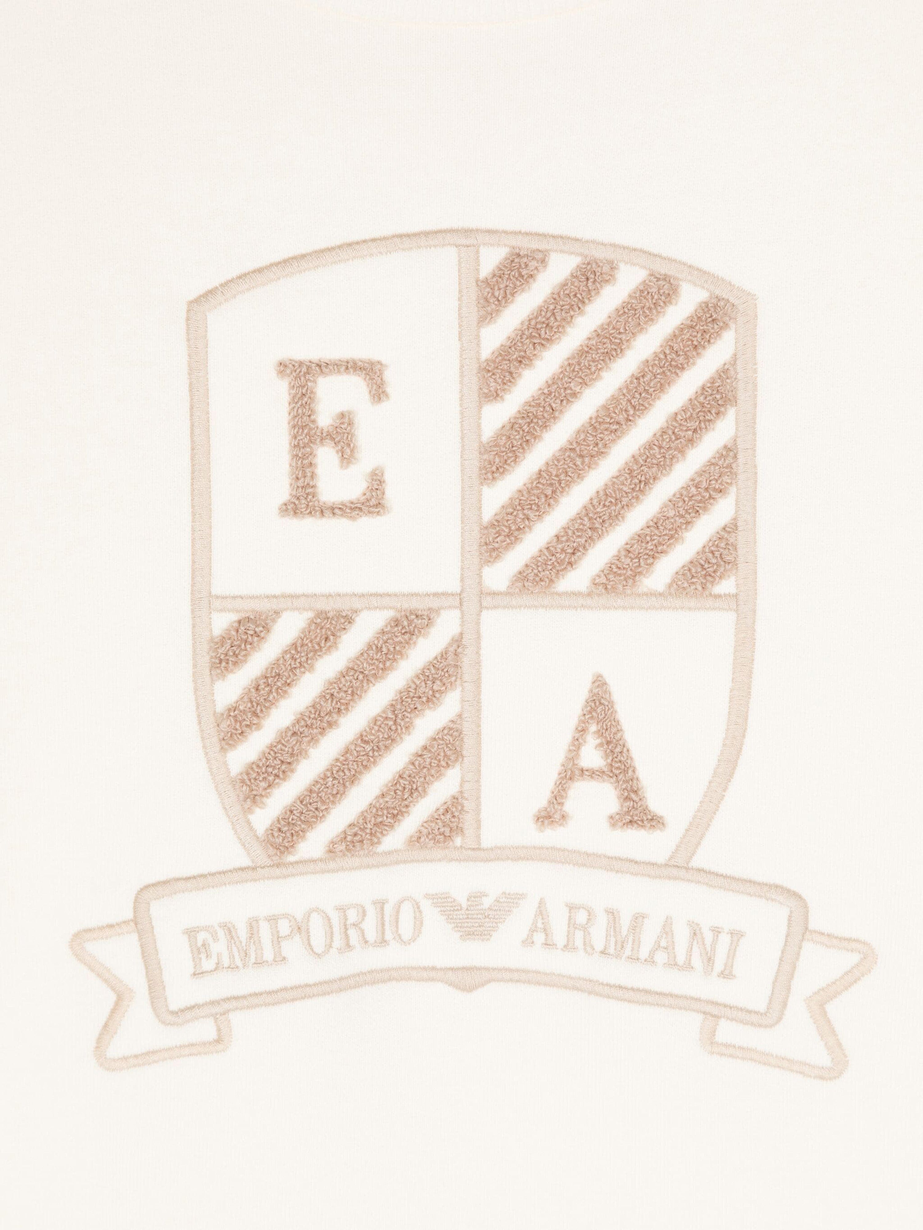 Emporio Armani Boys Logo Sweatshirt in Ivory Outlet Nicekicks