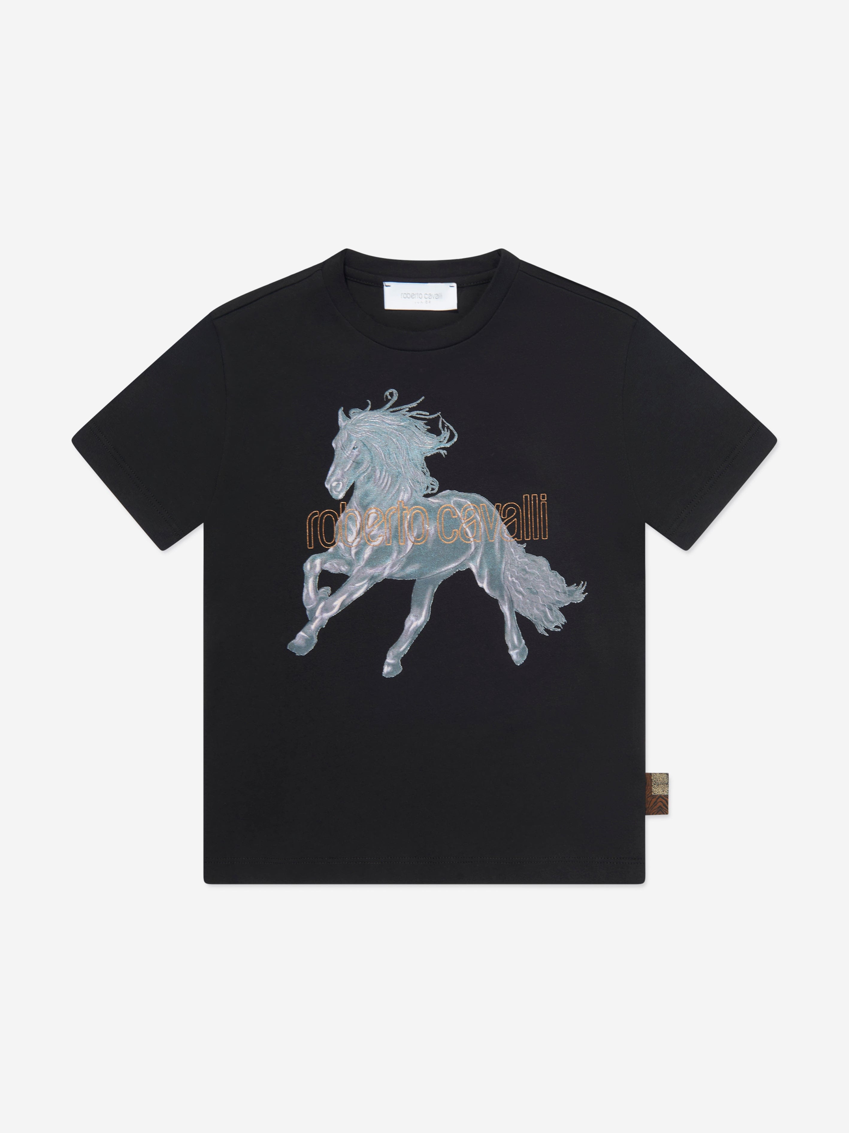 Roberto Cavalli Boys Horse T-Shirt in Black Buy Cheap Cheapest