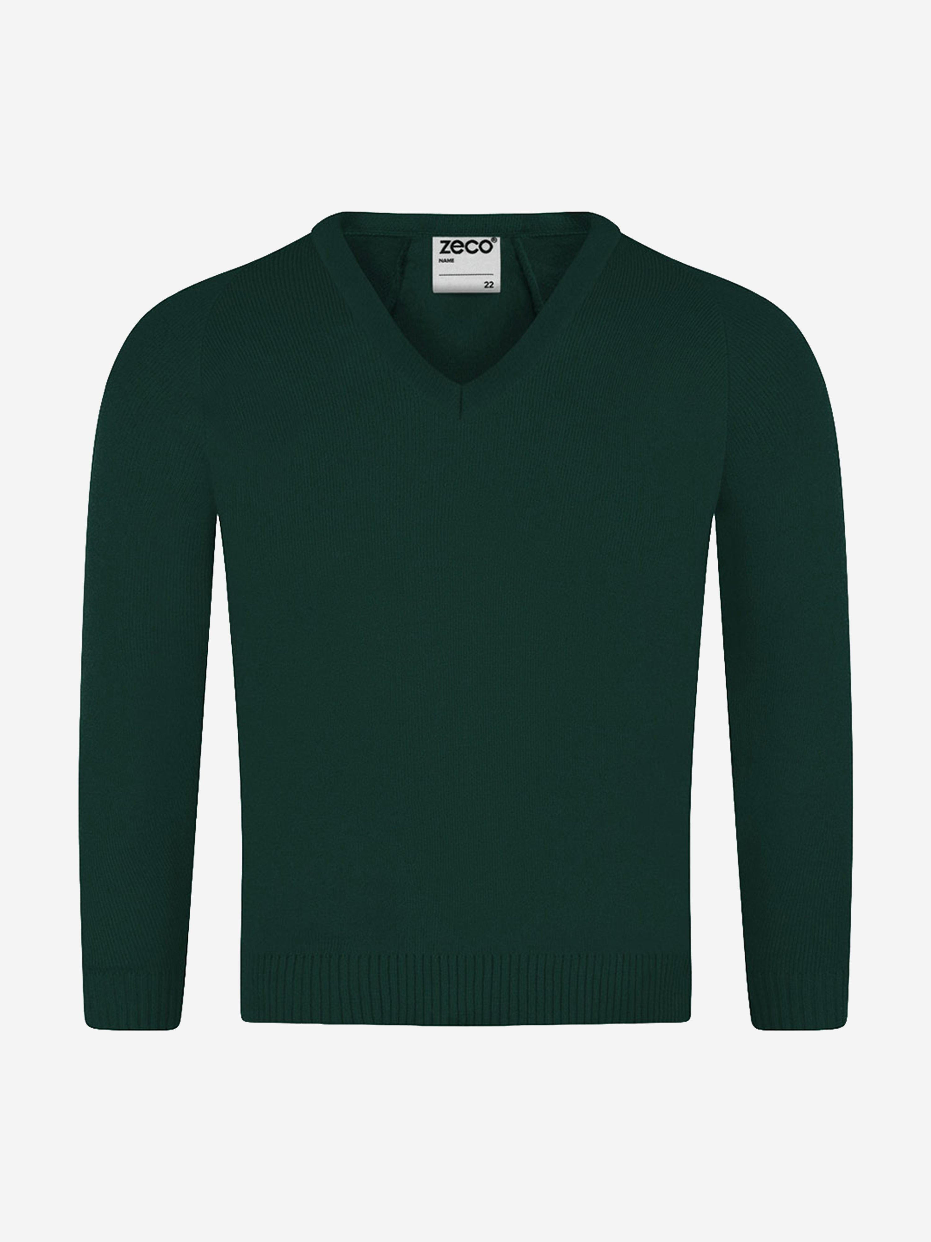 Zeco Kids School Knitted V-Neck Jumper in Green Discount Sast