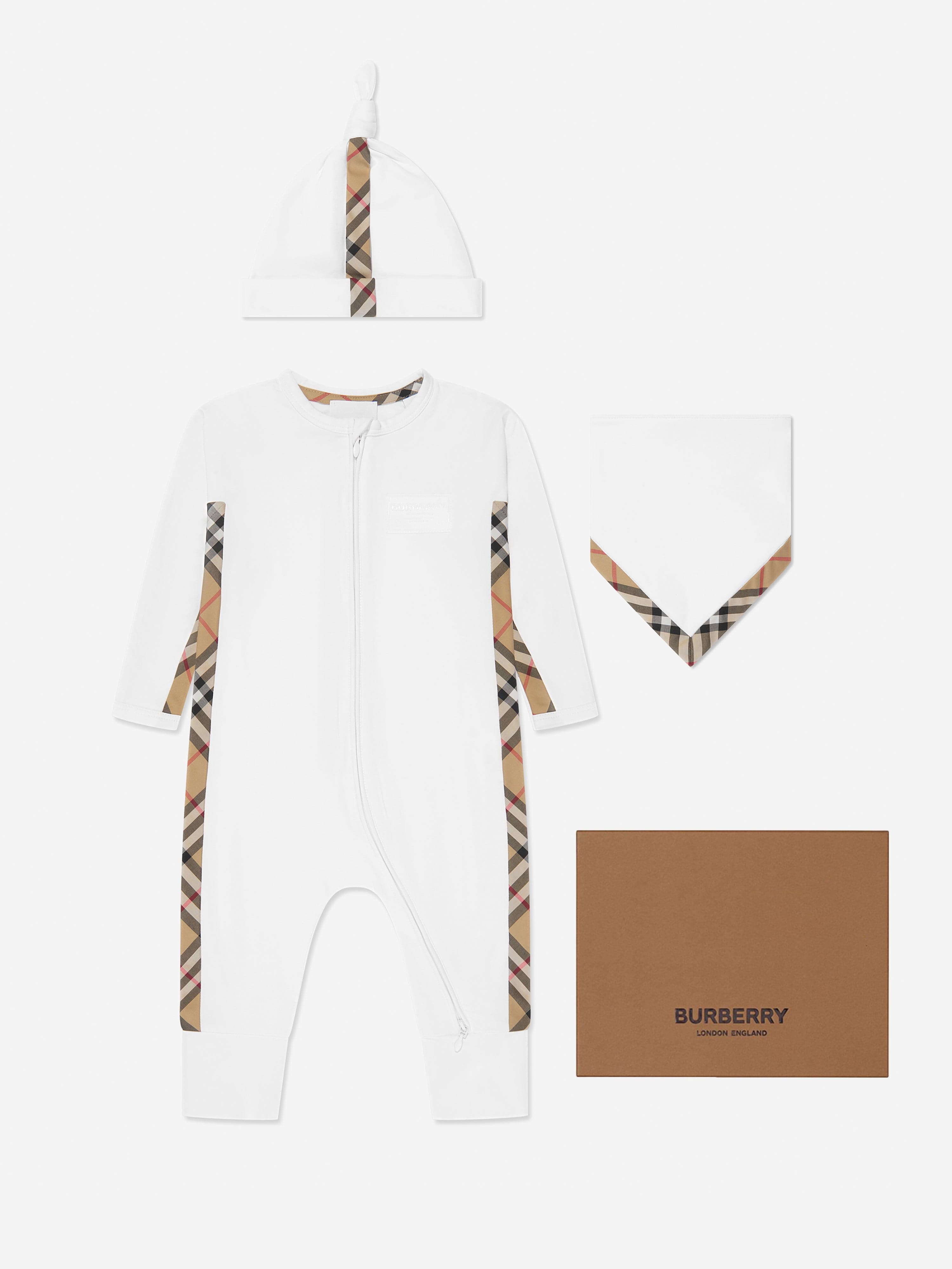 Burberry Baby Claude Romper Gift Set in White Discount Wide Range Of