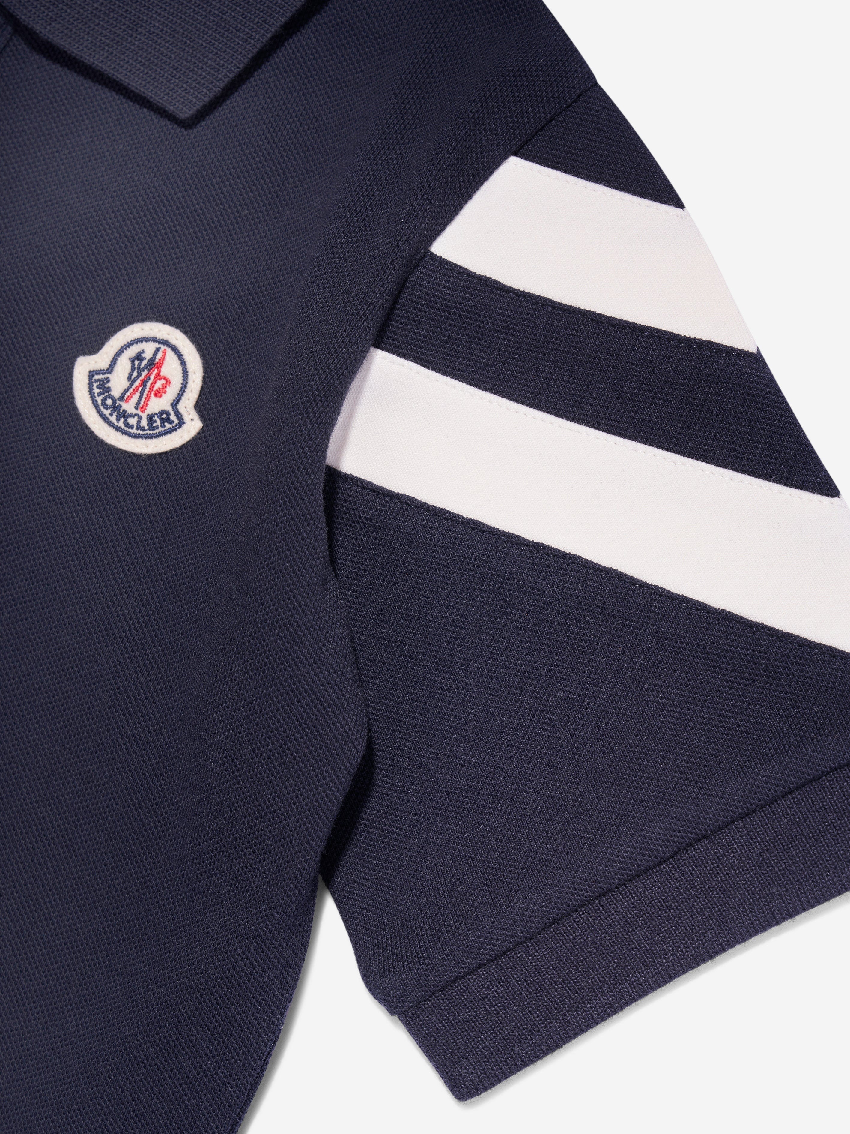 Moncler Enfant Boys Logo Polo Shirt in Navy Cheap Pices Authentic