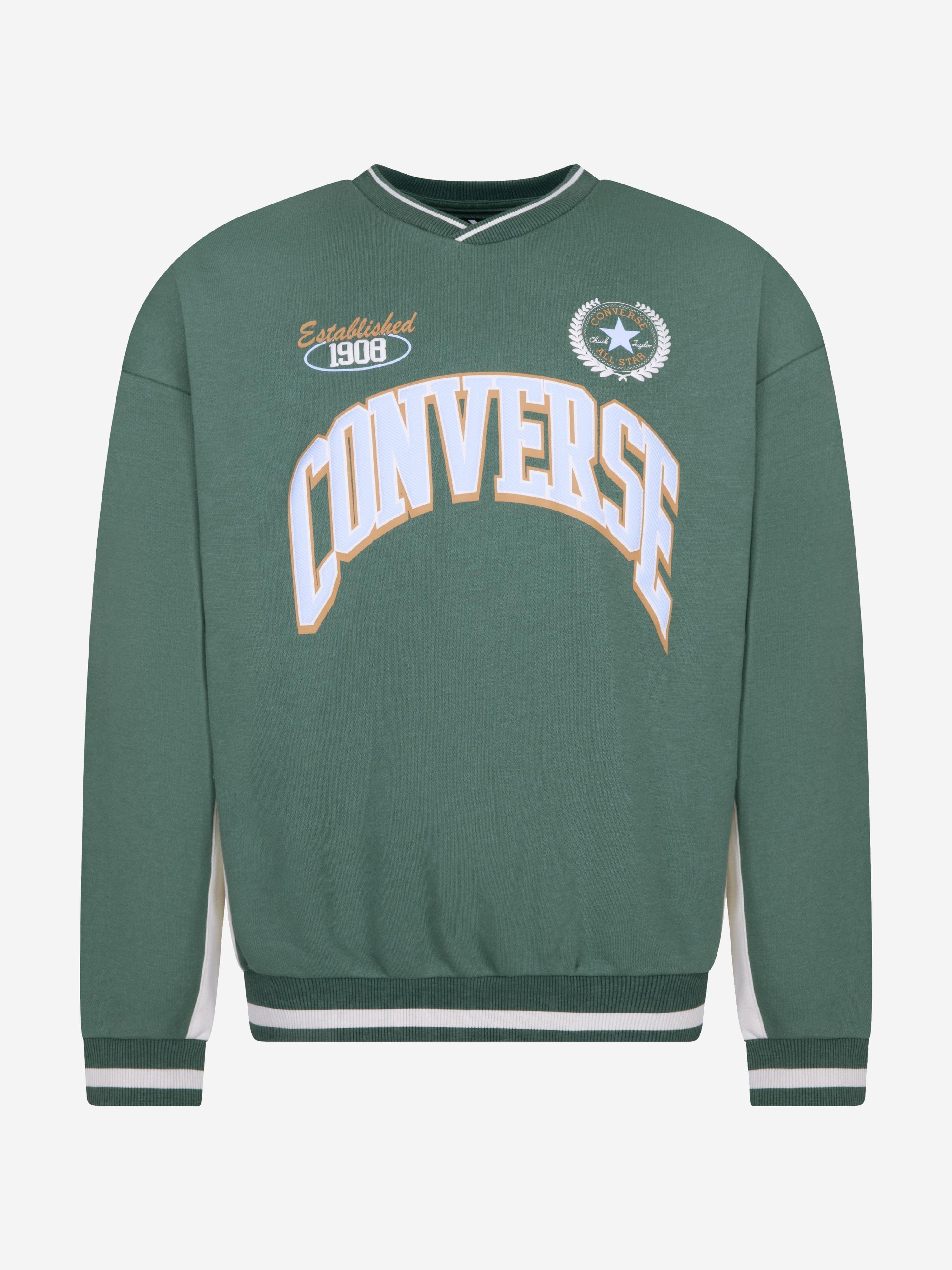 Converse Boys Retro Crewneck Sweatshirt in Green Comfortable