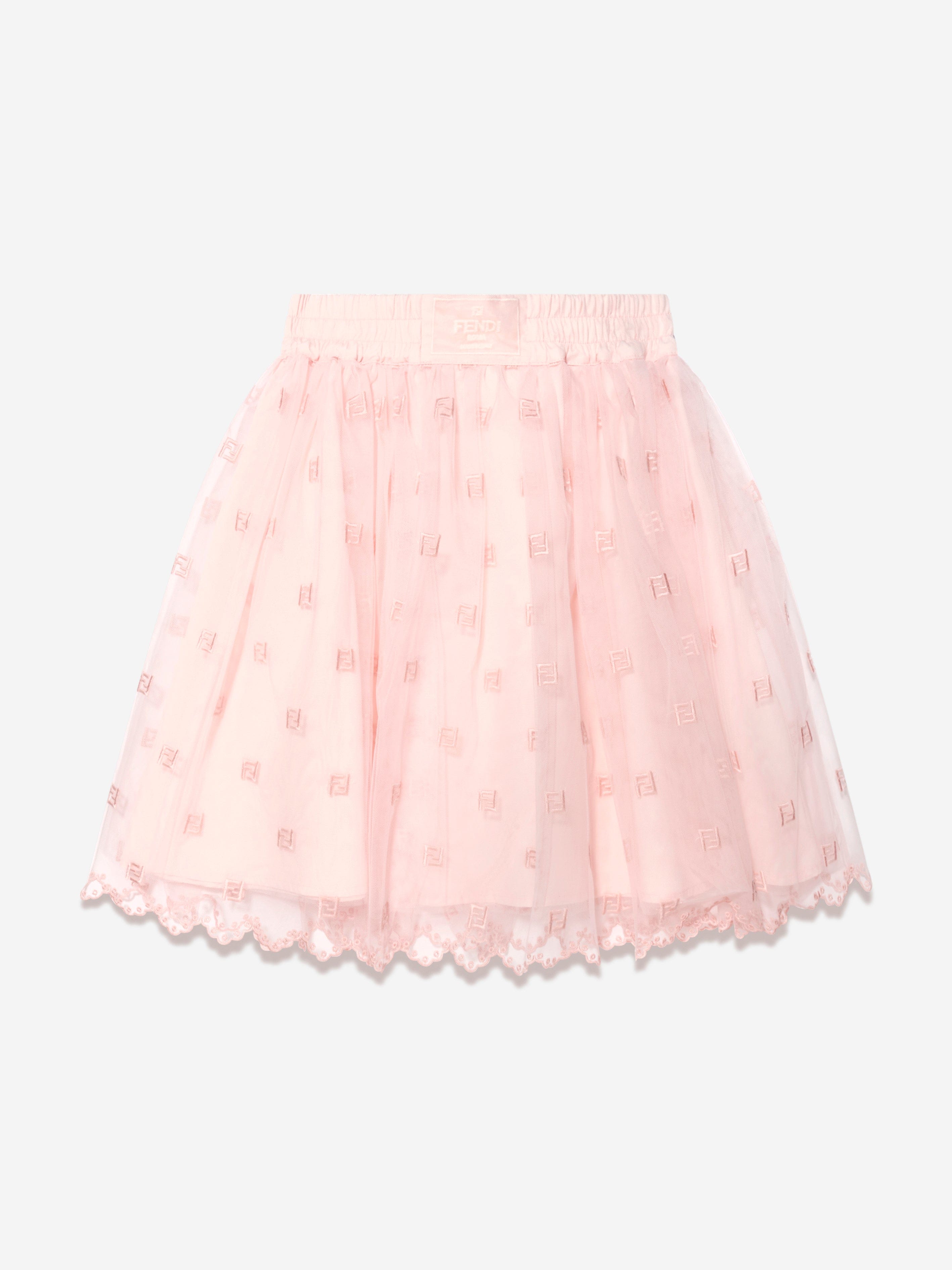 Fendi Girls Embroidered Tulle Skirt in Pink Wiki Cheap Pice
