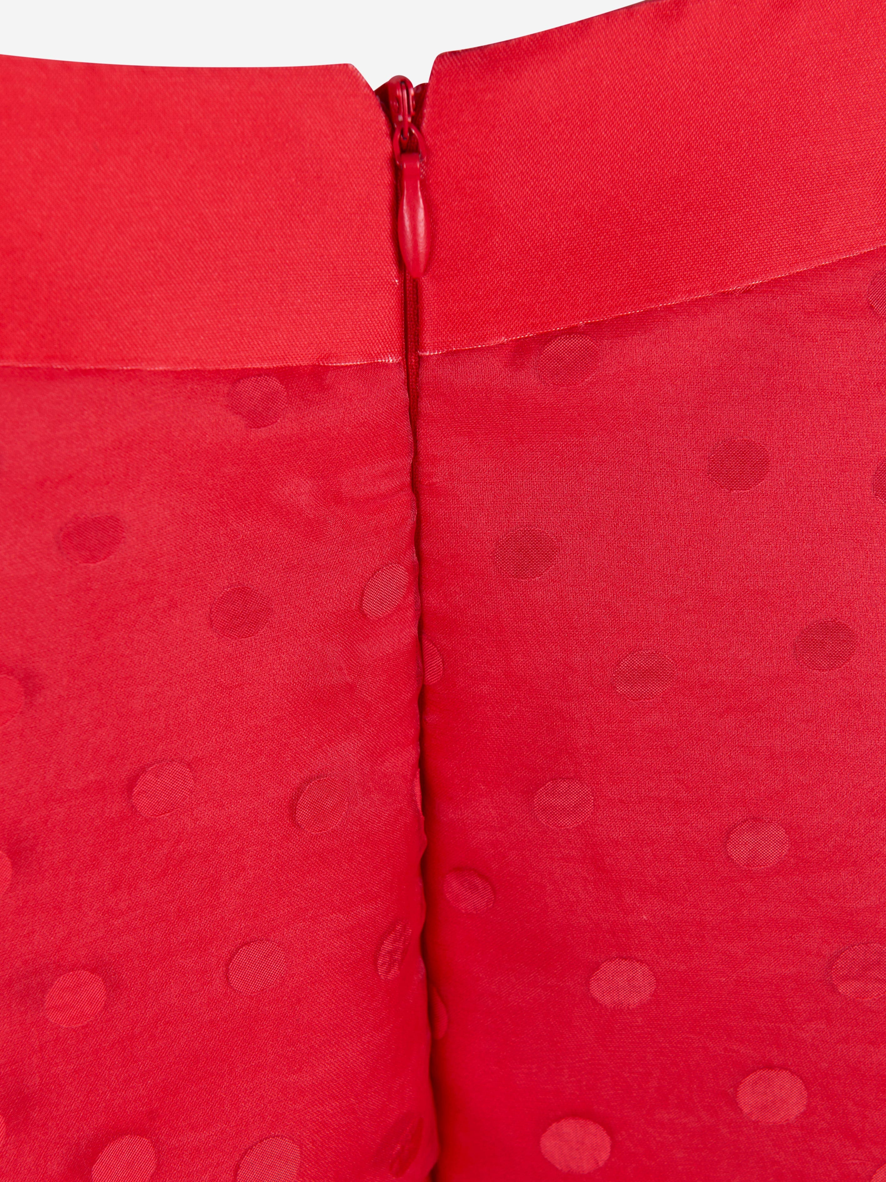 Mama Luma Girls Bow Detailed Organza Polka Dot Dress in Red New Arrival Cheap Online
