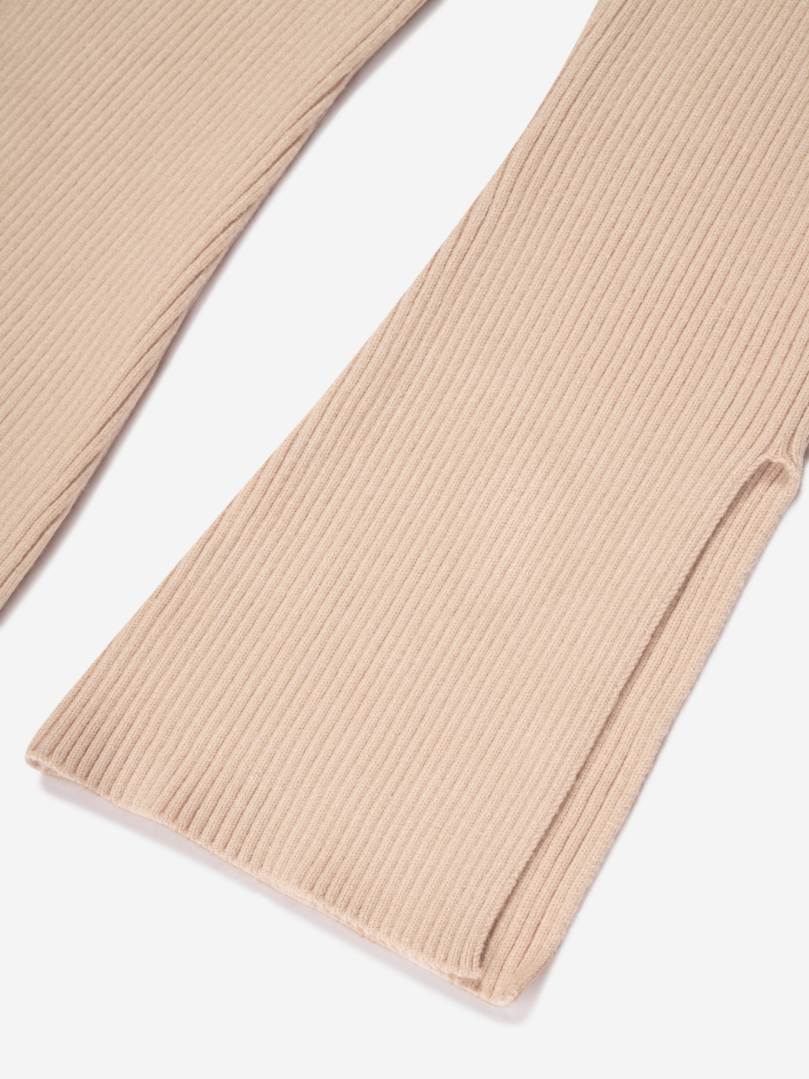 MSGM Girls Rib Knitted Flared Pants in Beige With Mastercard For Sale