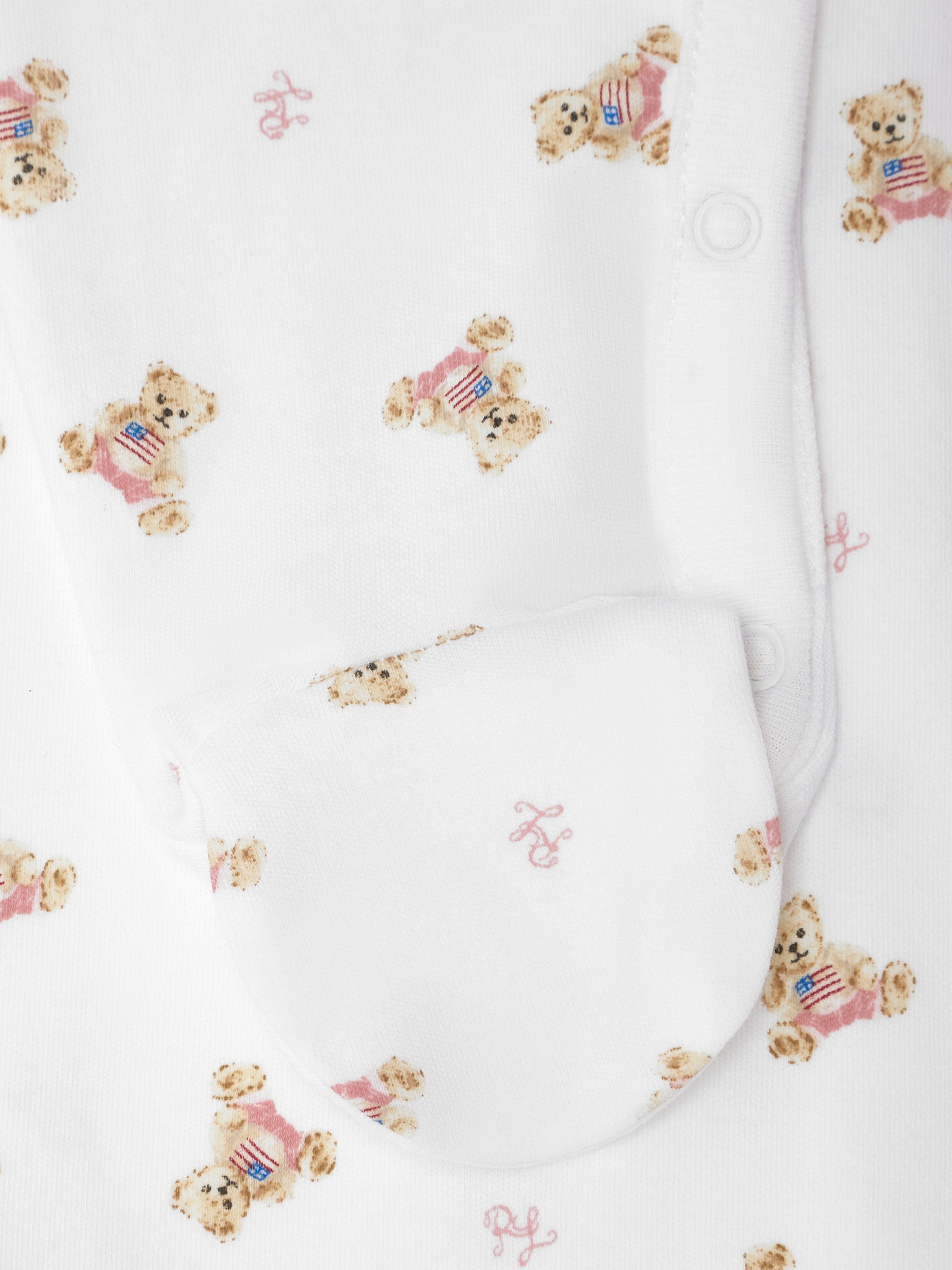 Ralph Lauren Baby Girls Bear Babygrow in White Outlet Amazing Pice