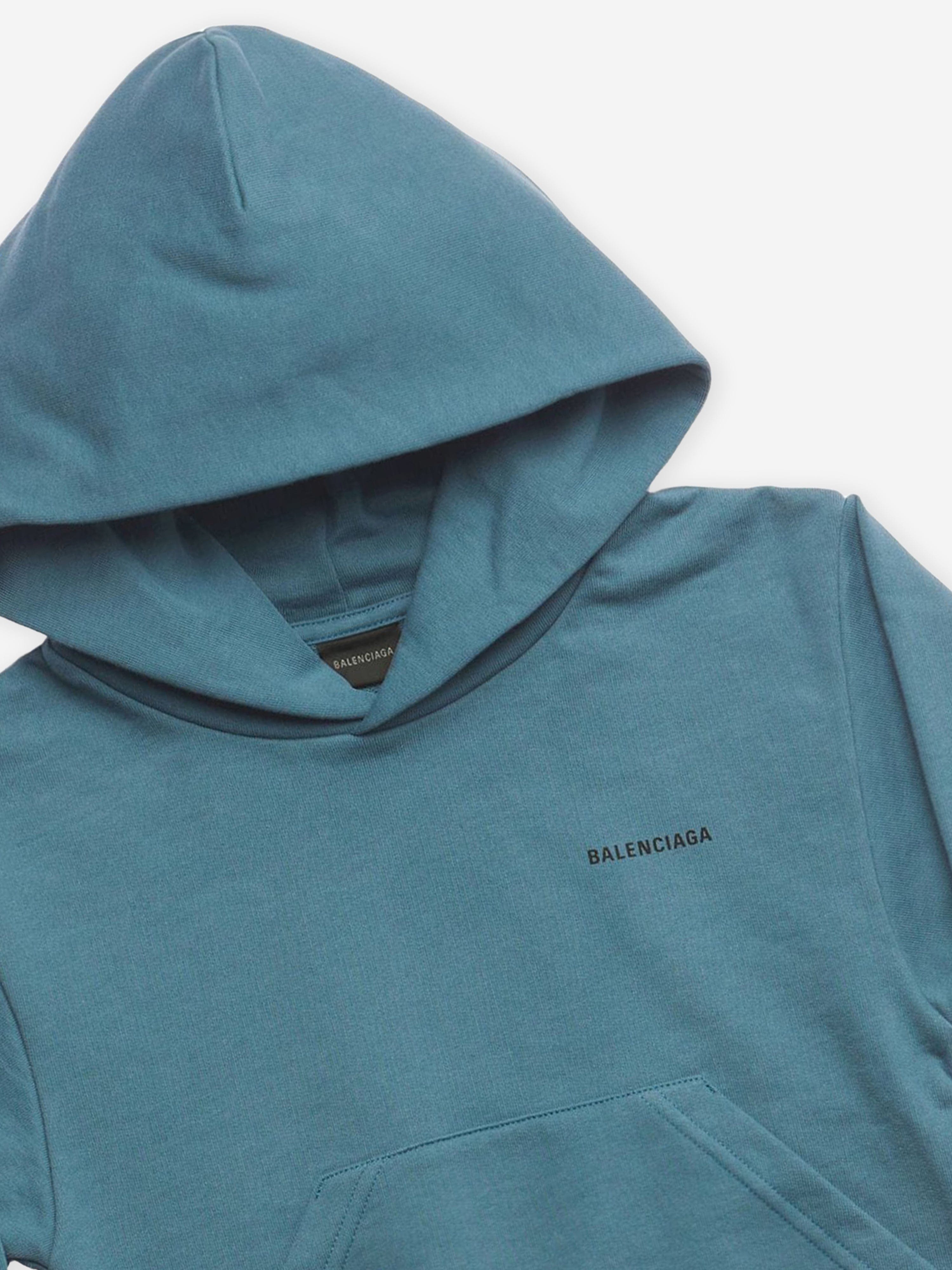 Balenciaga Kids Logo Hoodie in Teal For Sale Sale Online