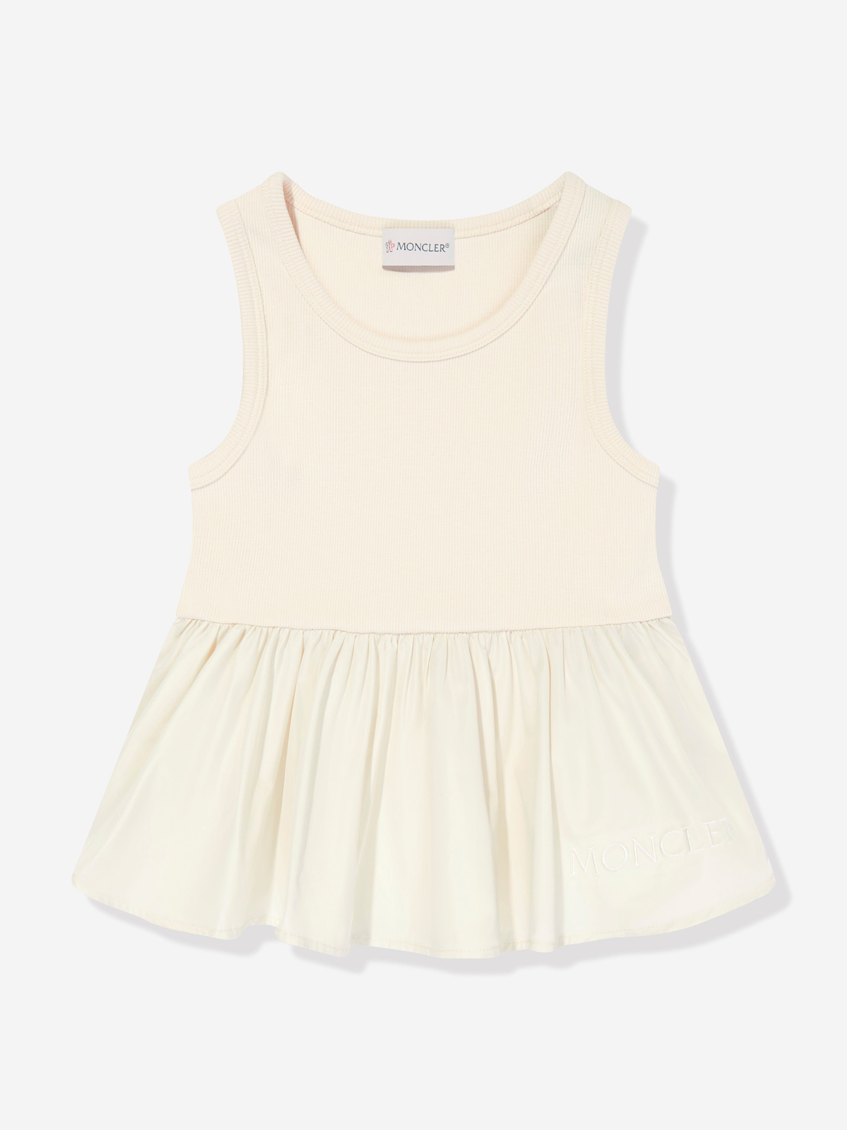 Moncler Enfant Girls Sleeveless Top in Ivory Free Shipping Get Authentic
