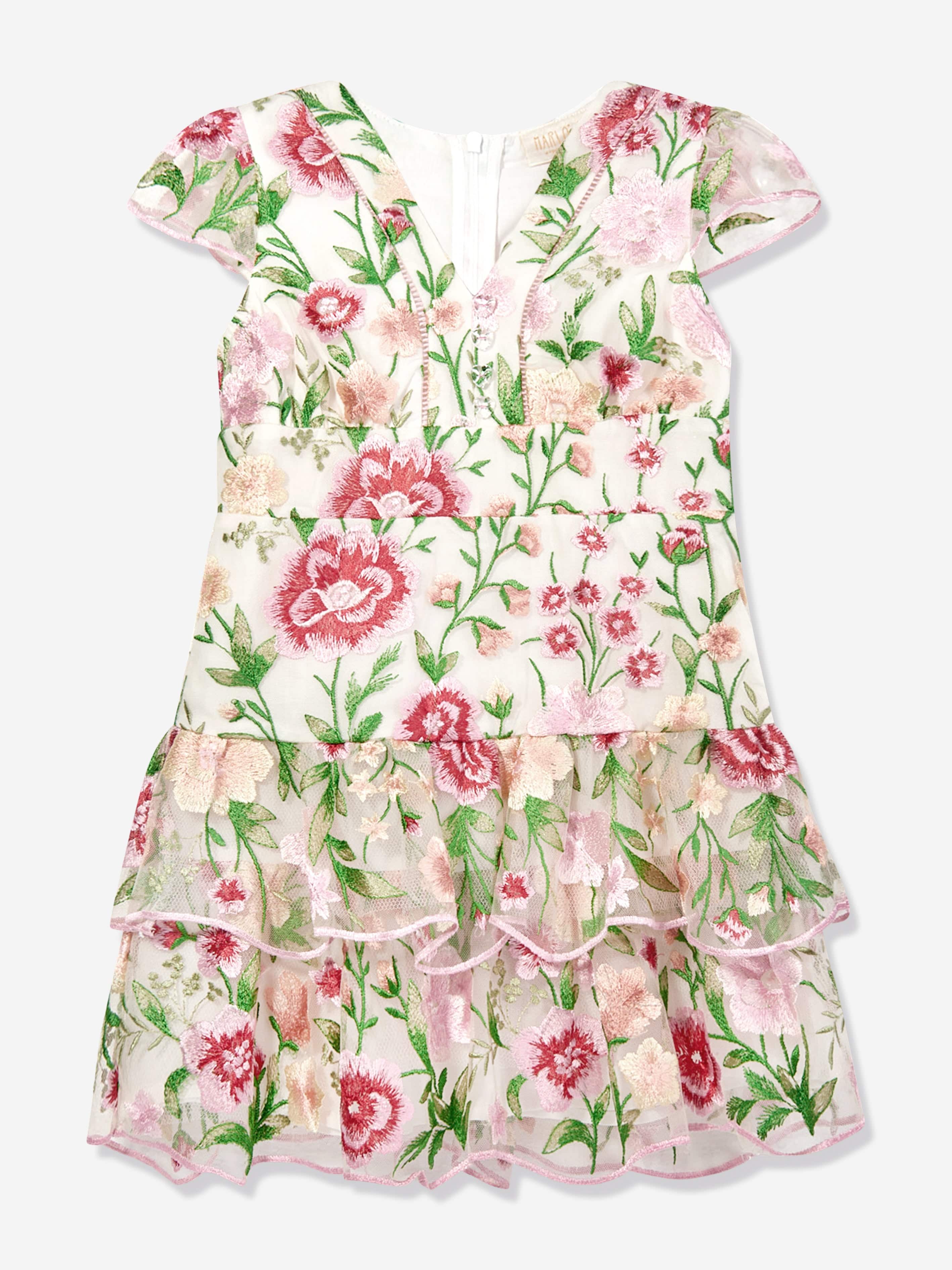 Marlo Girls Poppy Embroidered Dress in Multicolour Free Shipping Shop For