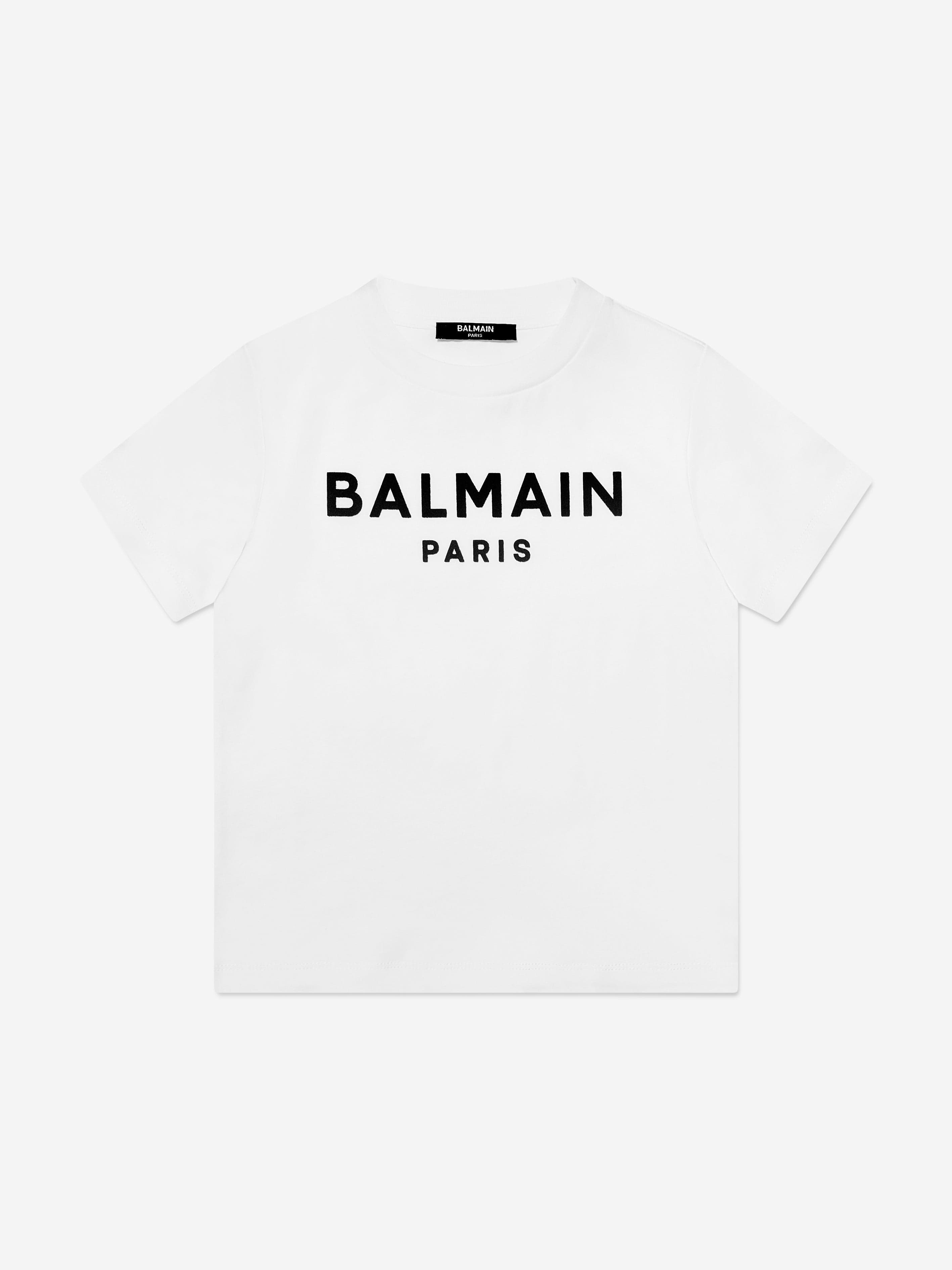 Balmain Boys Logo T-Shirt in White Cheap Wiki