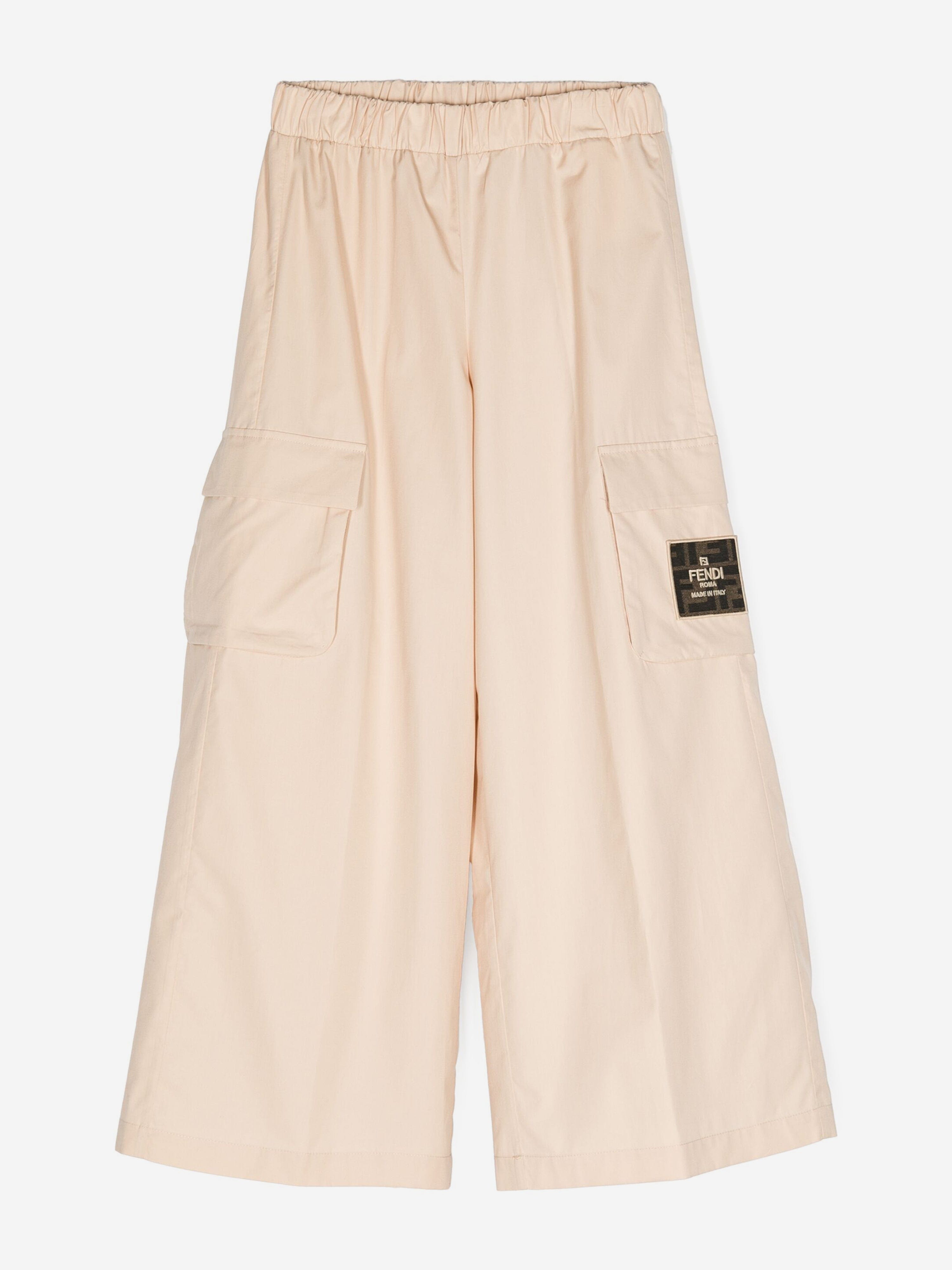 Fendi Kids Logo Cargo Trousers in Beige Discount Explore