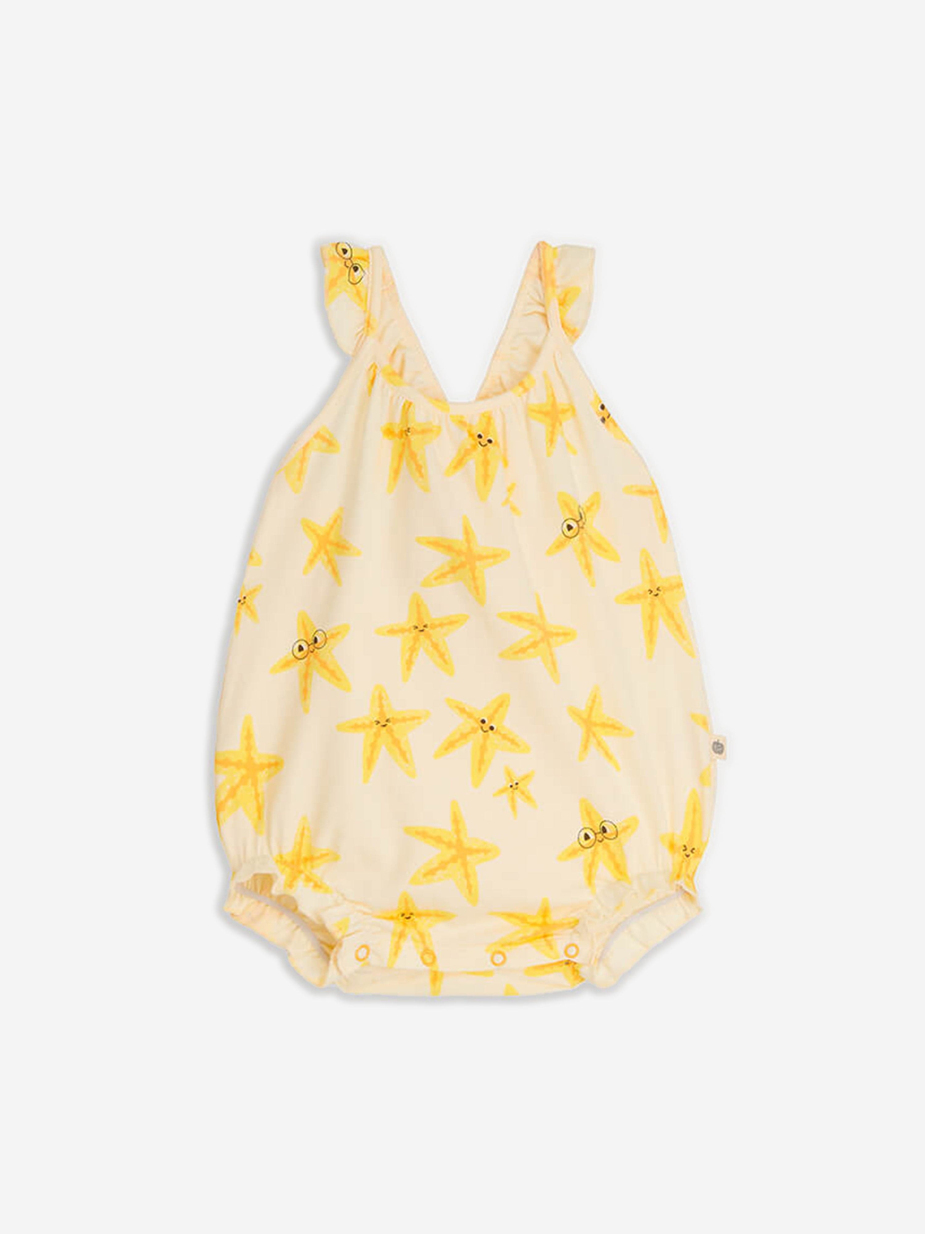 The Bonnie Mob Baby Girls Clarion Starfish Bubble Romper in Ivory Wide Range Of Online
