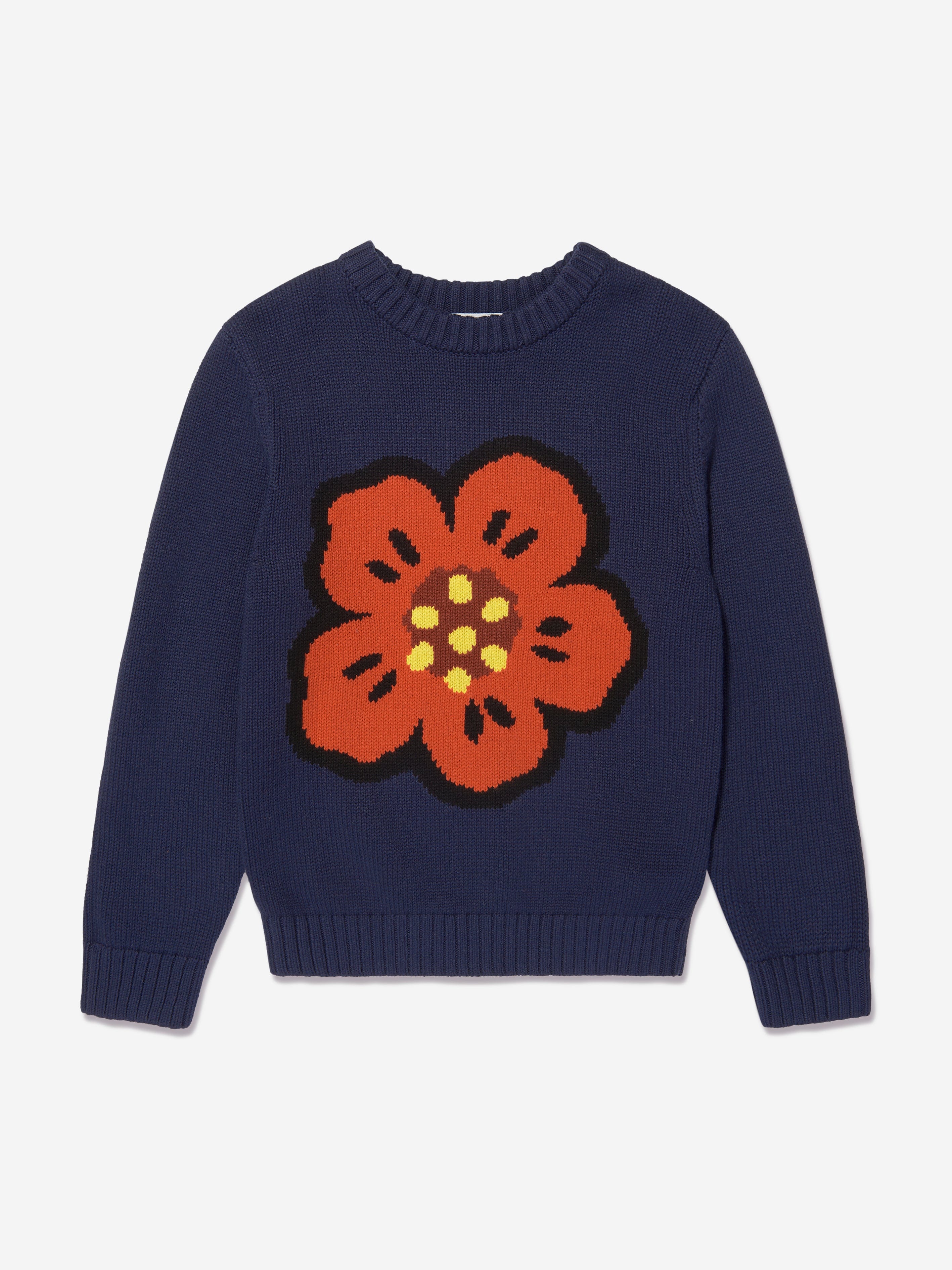 KENZO Boys Boke Flower Knitted Jumper in Navy Clearance Original