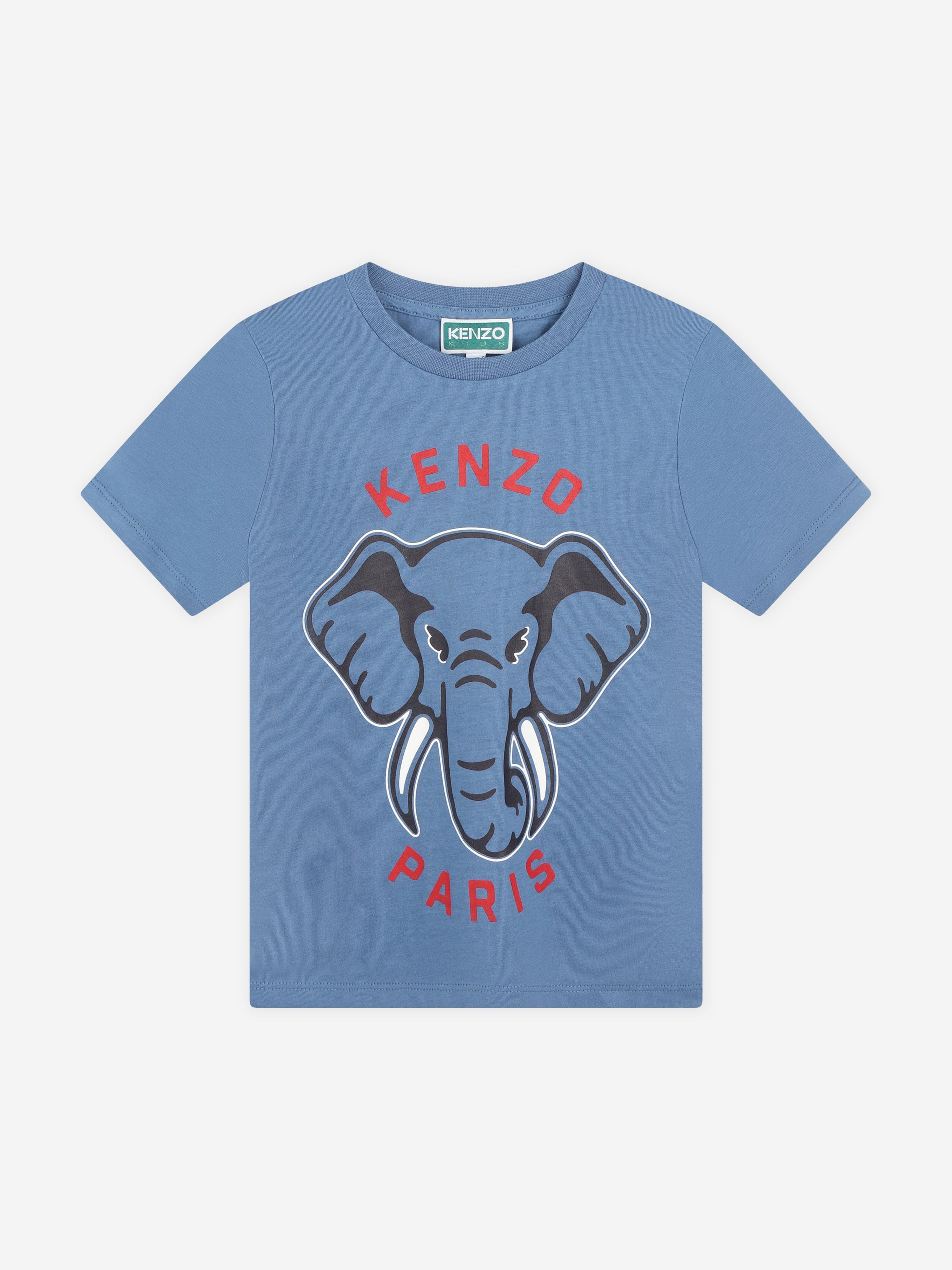 KENZO Boys Elephant Logo T-Shirt in Blue Free Shipping Eastbay
