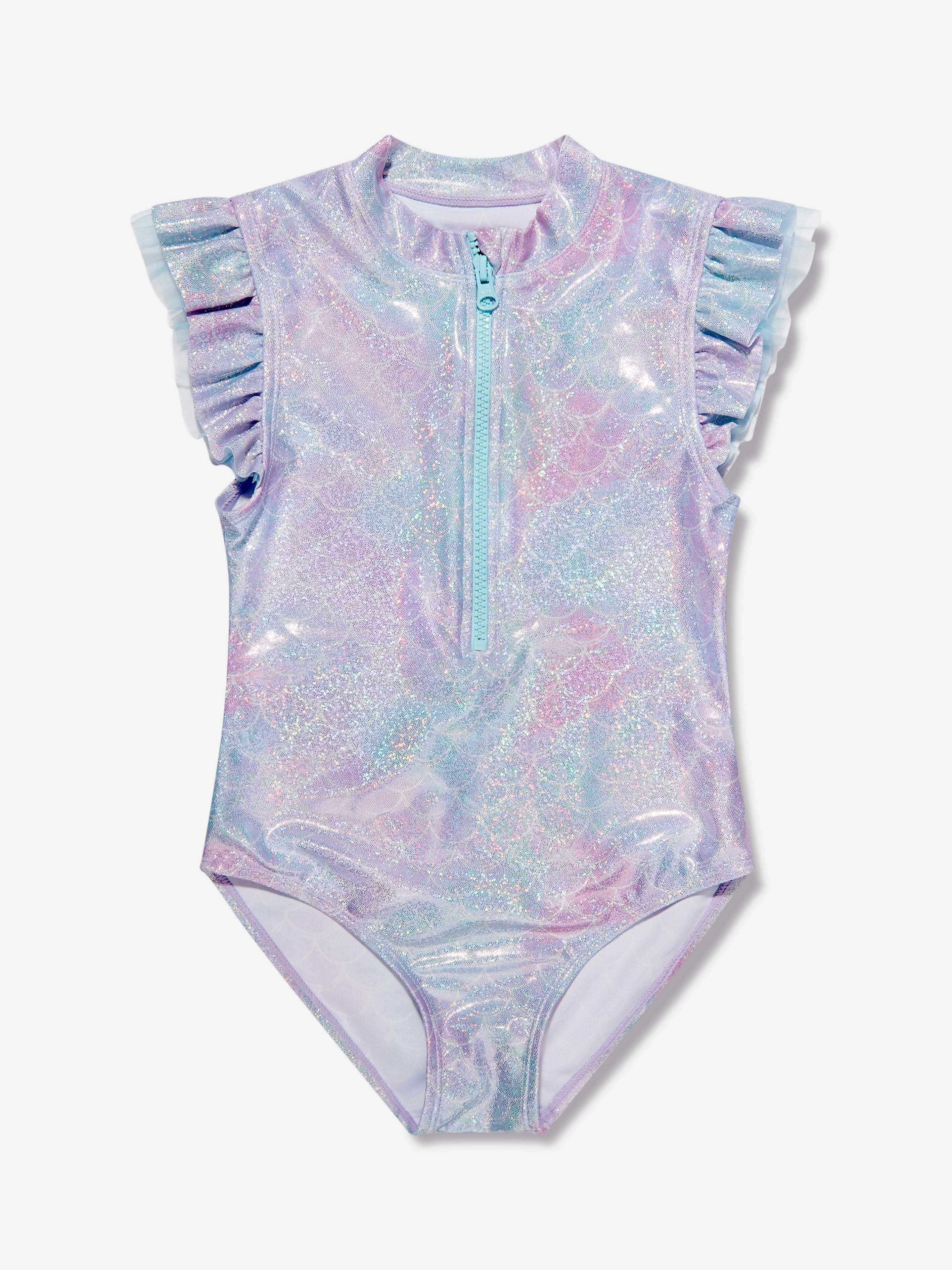 Soli Swim Girls Metallic Mermaid Swimsuit (UPF50+) in Blue Cheap Sale Popular