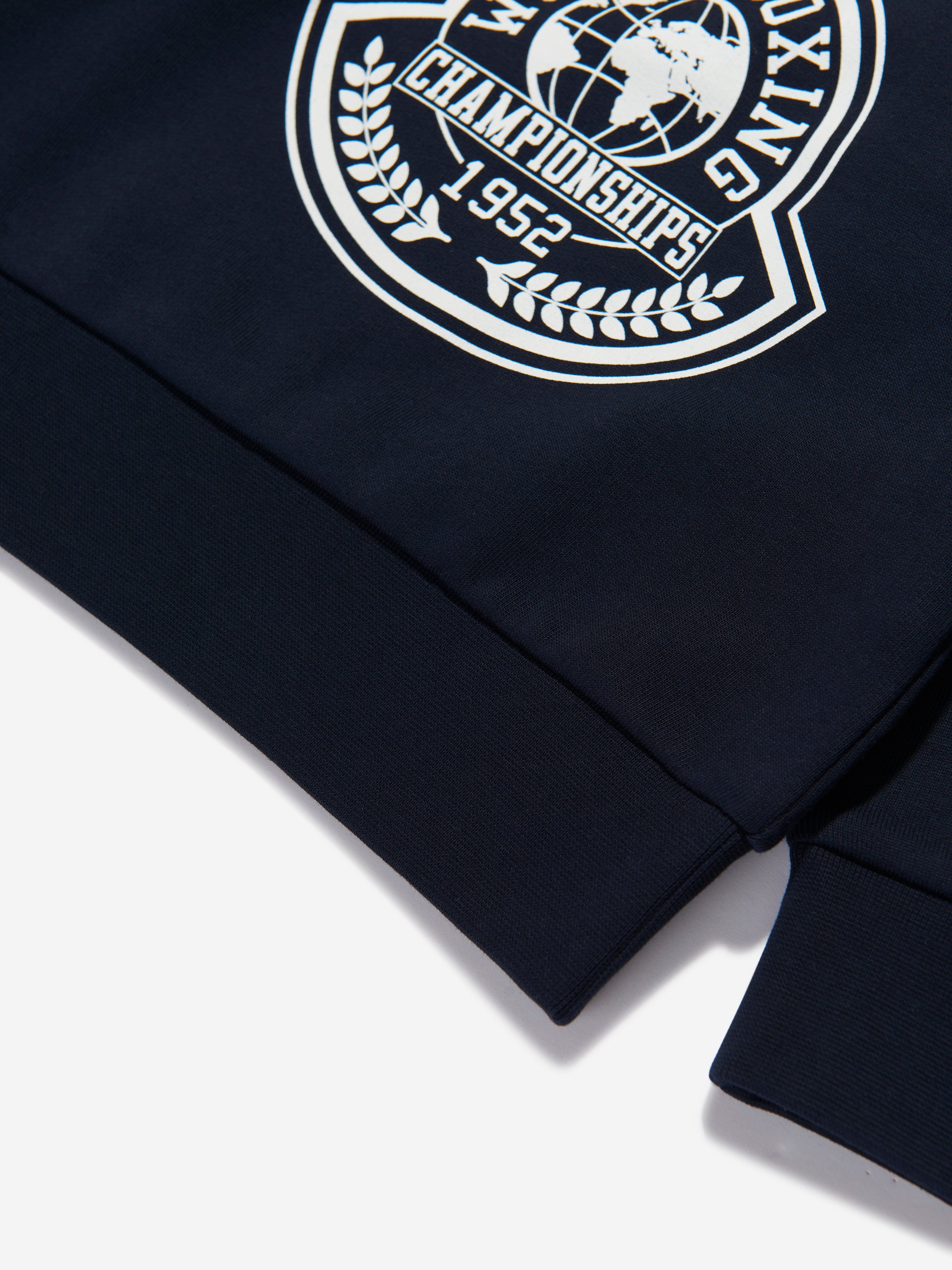 Moncler Enfant Boys Logo Print Sweatshirt in Navy Outlet Factory Outlet