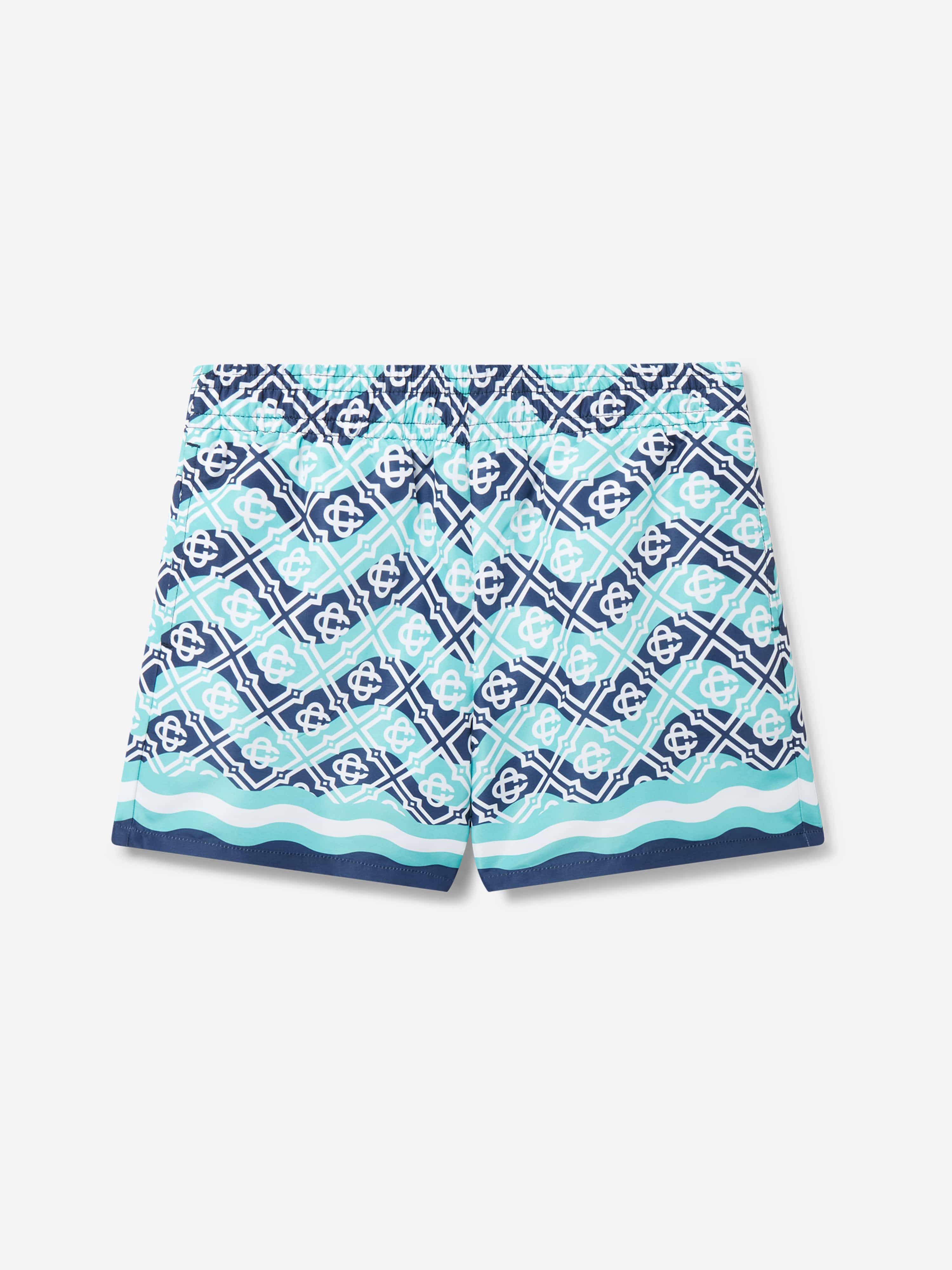 Boys Monogram Swim Shorts in Blue Free Shipping Real