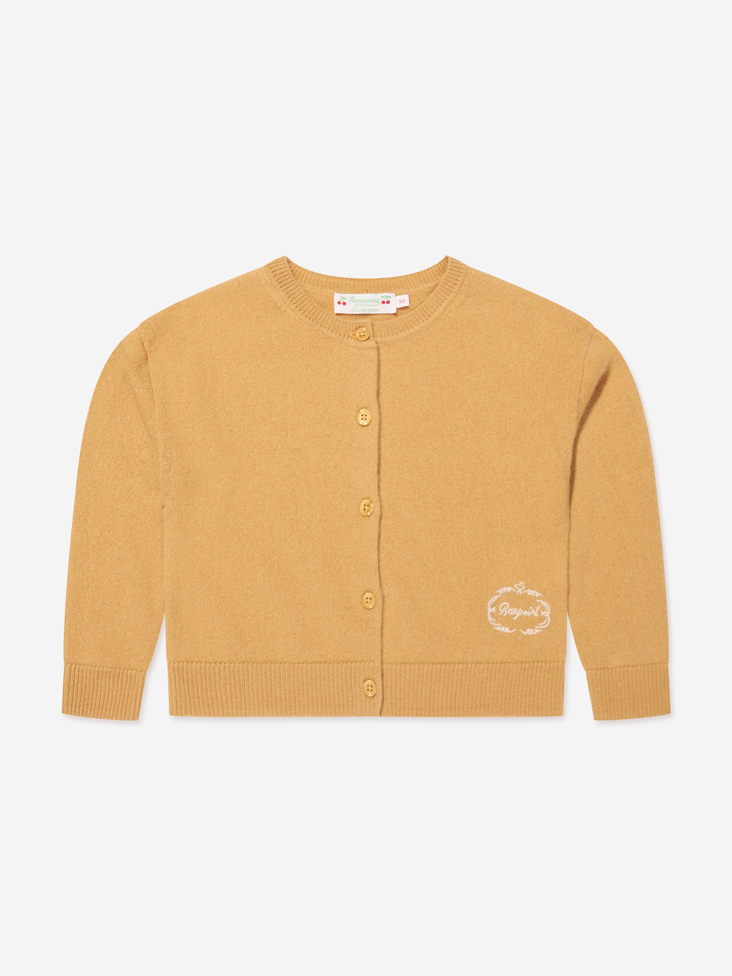 Bonpoint Girls Tabara Cashmere Cardigan in Yellow Clearance Official Site