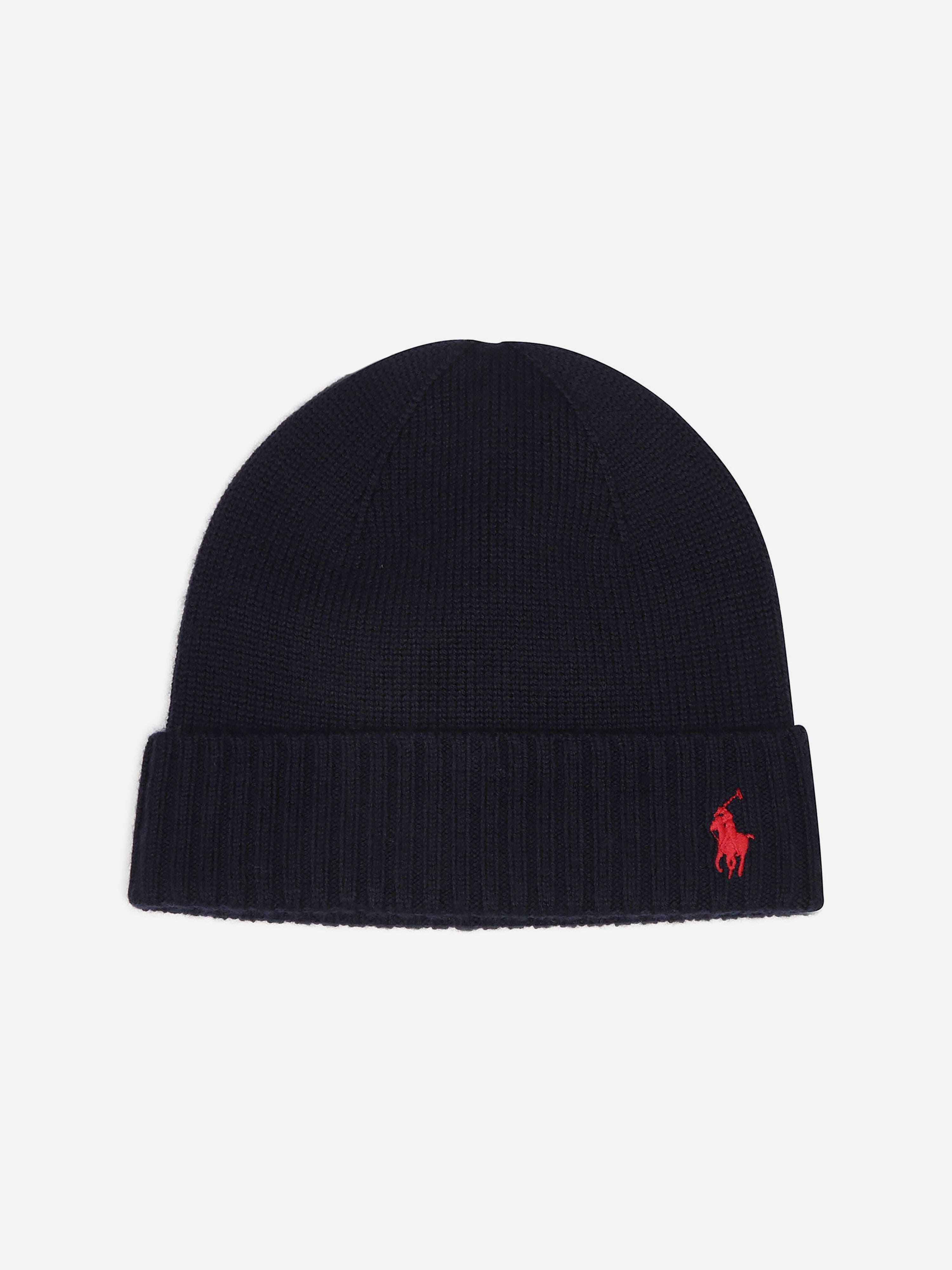Ralph Lauren Boys Merino Wool Beanie Hat in Navy Original For Sale