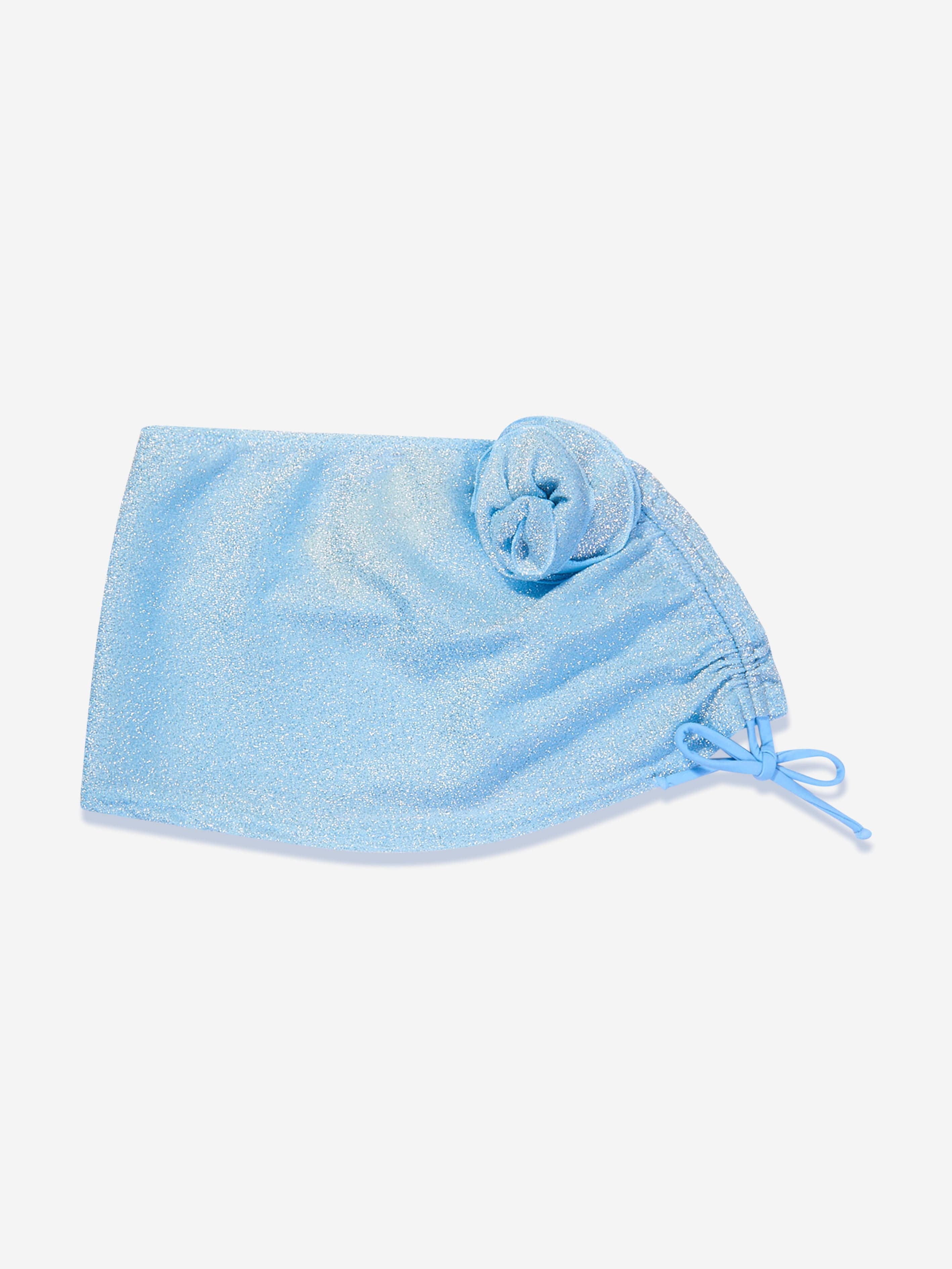 Nessi Byrd Girls Ruffled Flower Tinky Cover Up Skirt in Blue Clearance Fashionable