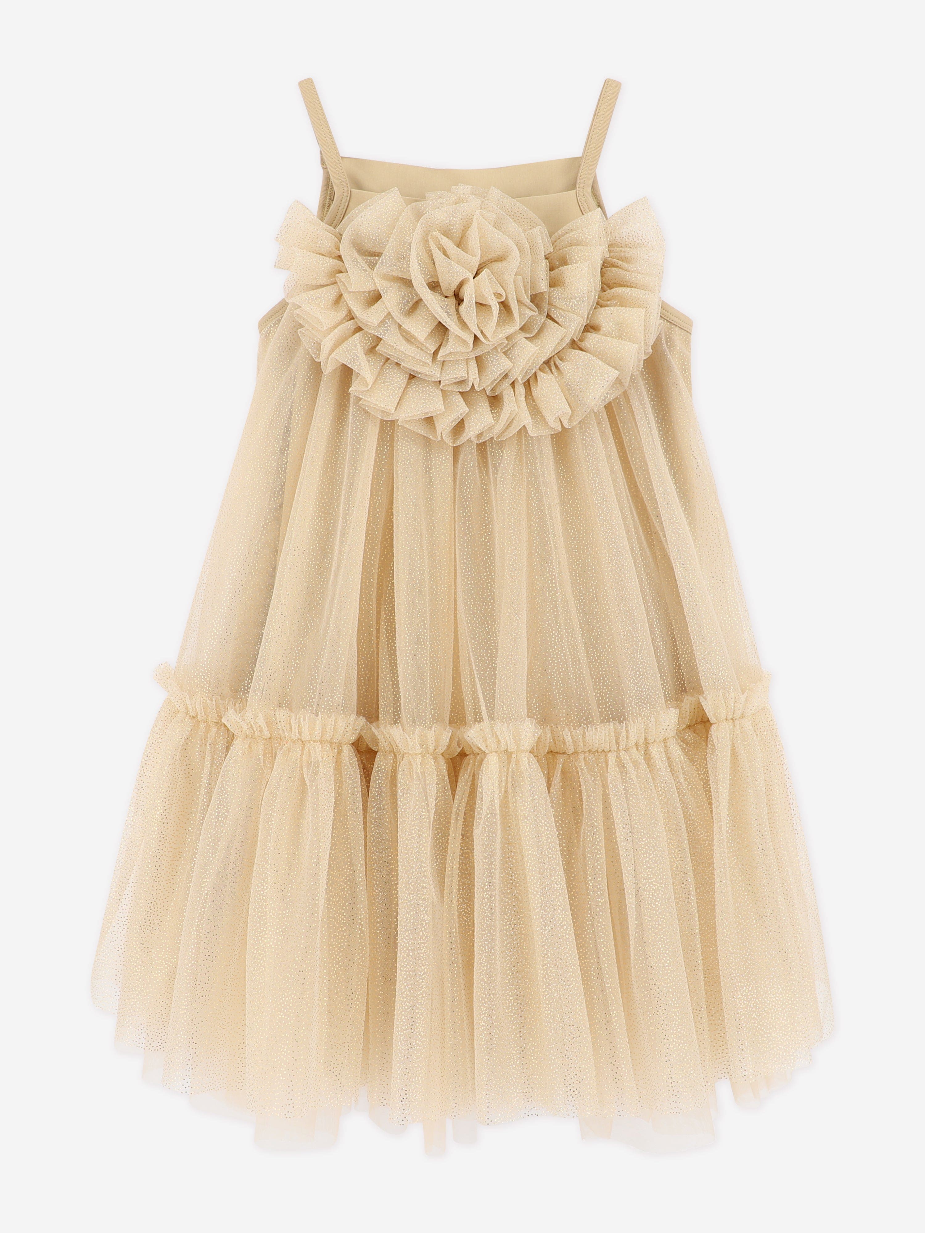 Girls Rosheen Tulle Dress in Gold Hot Sale Cheap Pice