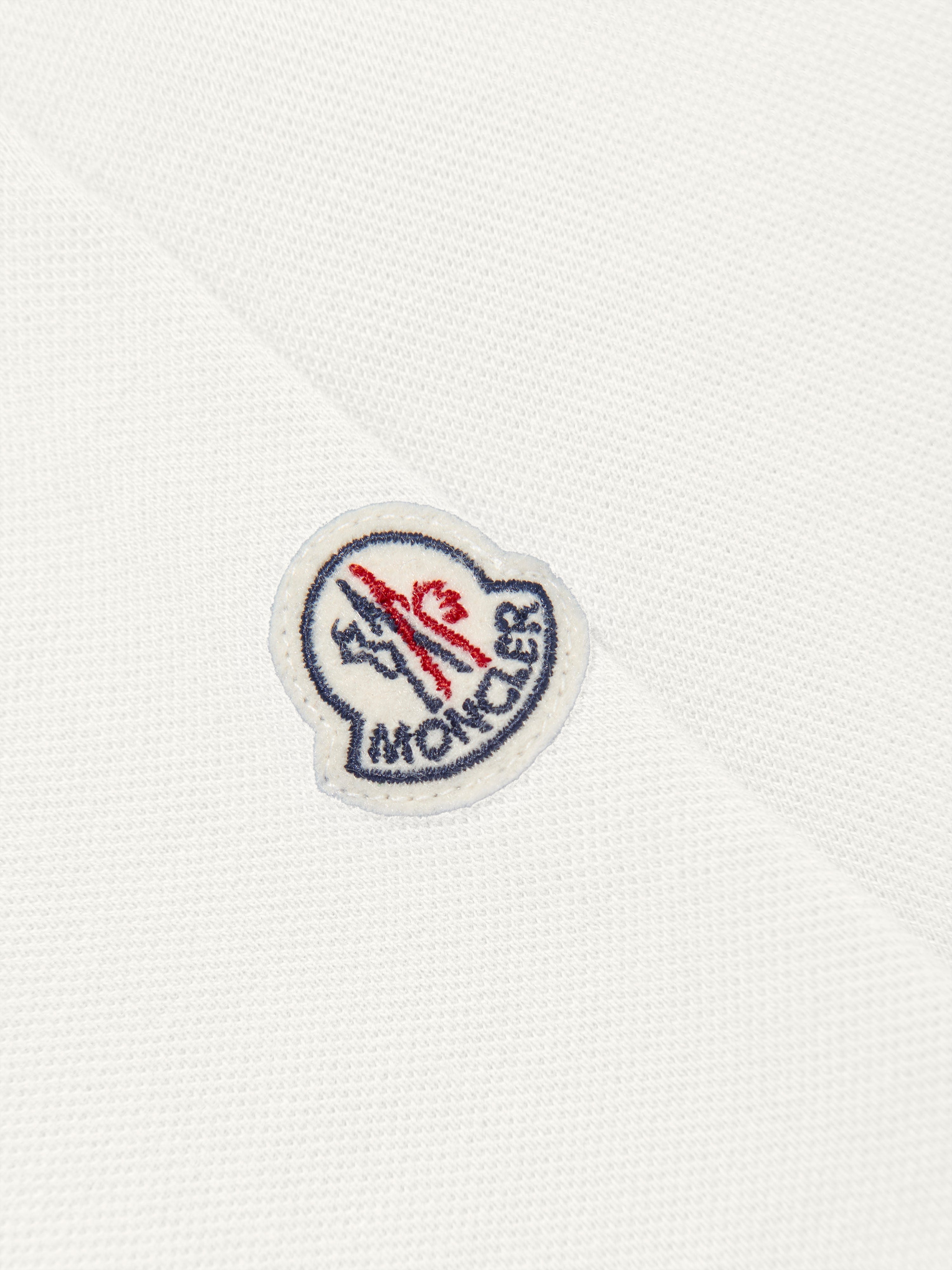 Moncler Enfant Boys Logo Polo Shirt in White Free Shipping Wholesale Pice