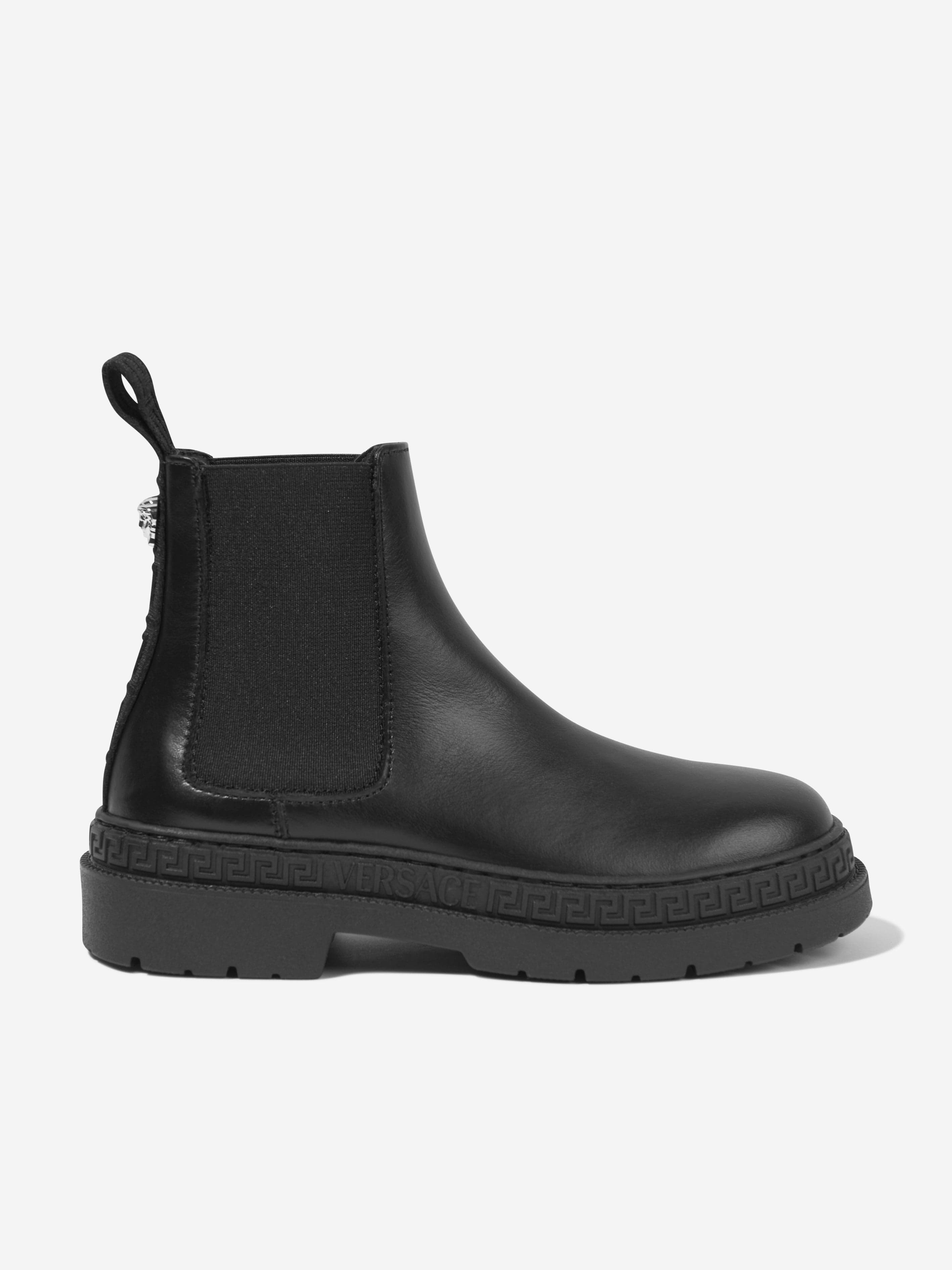 Versace Kids Leather Chelsea Boots in Black Cheap Sale Excellent