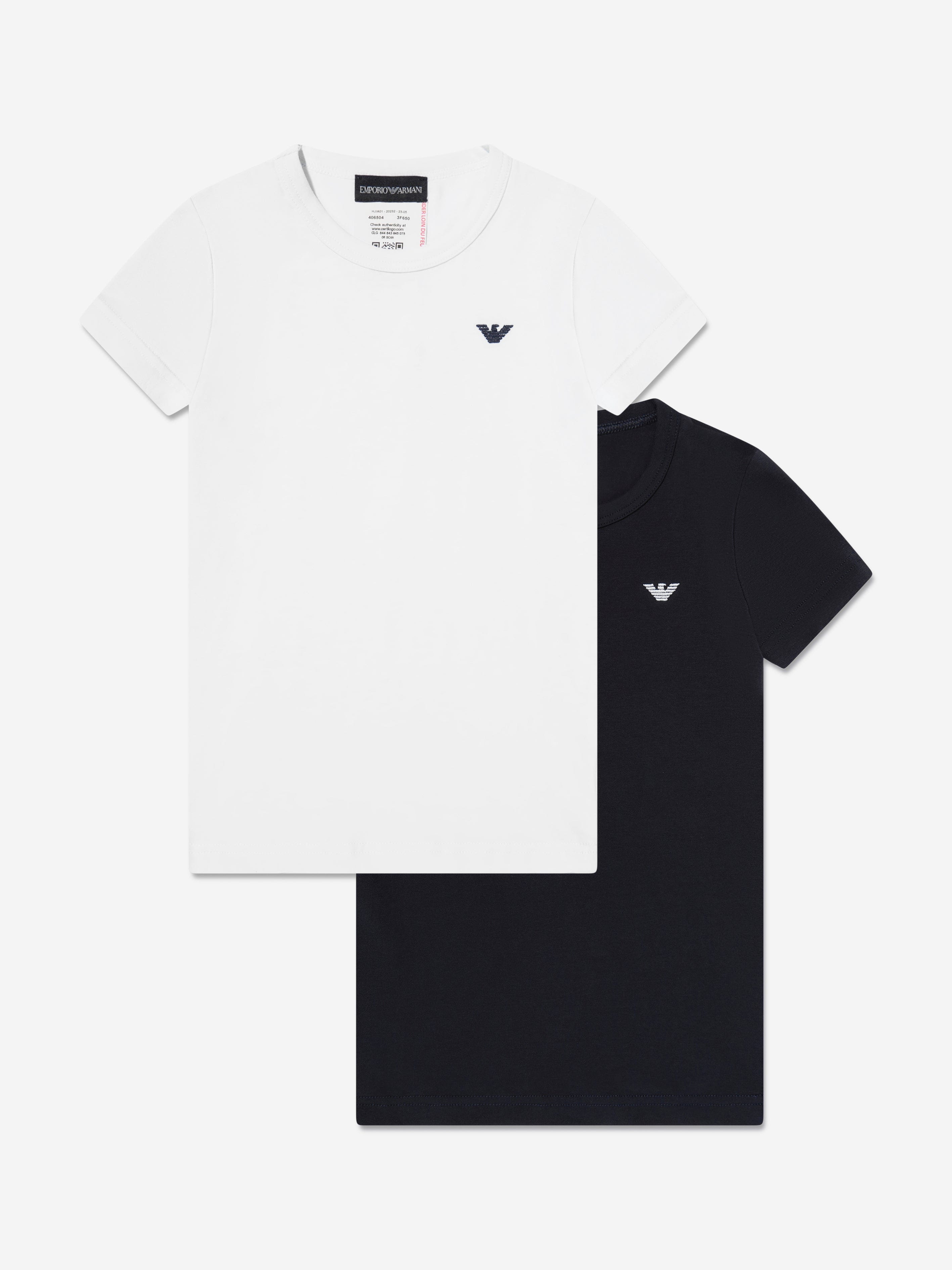Emporio Armani Boys 2 Pack T-Shirt Set in Navy Clearance Marketable