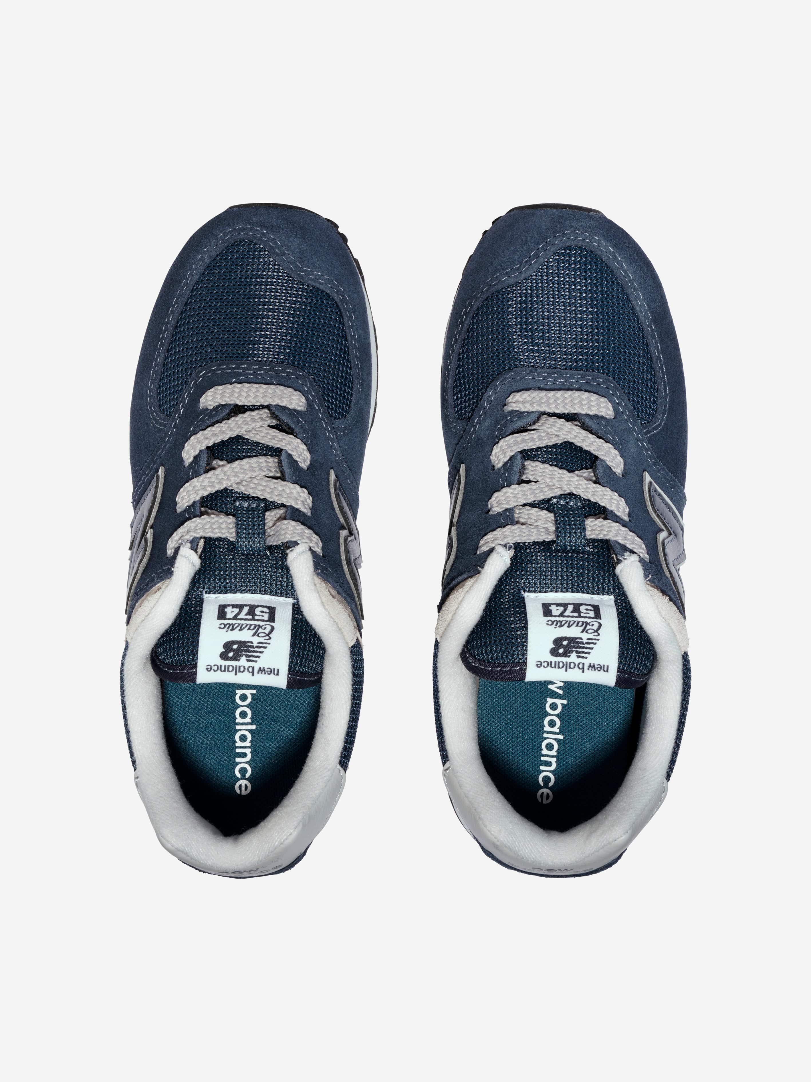 New Balance Kids 574 Lace Up Logo Trainers in Navy In China Cheap Pice