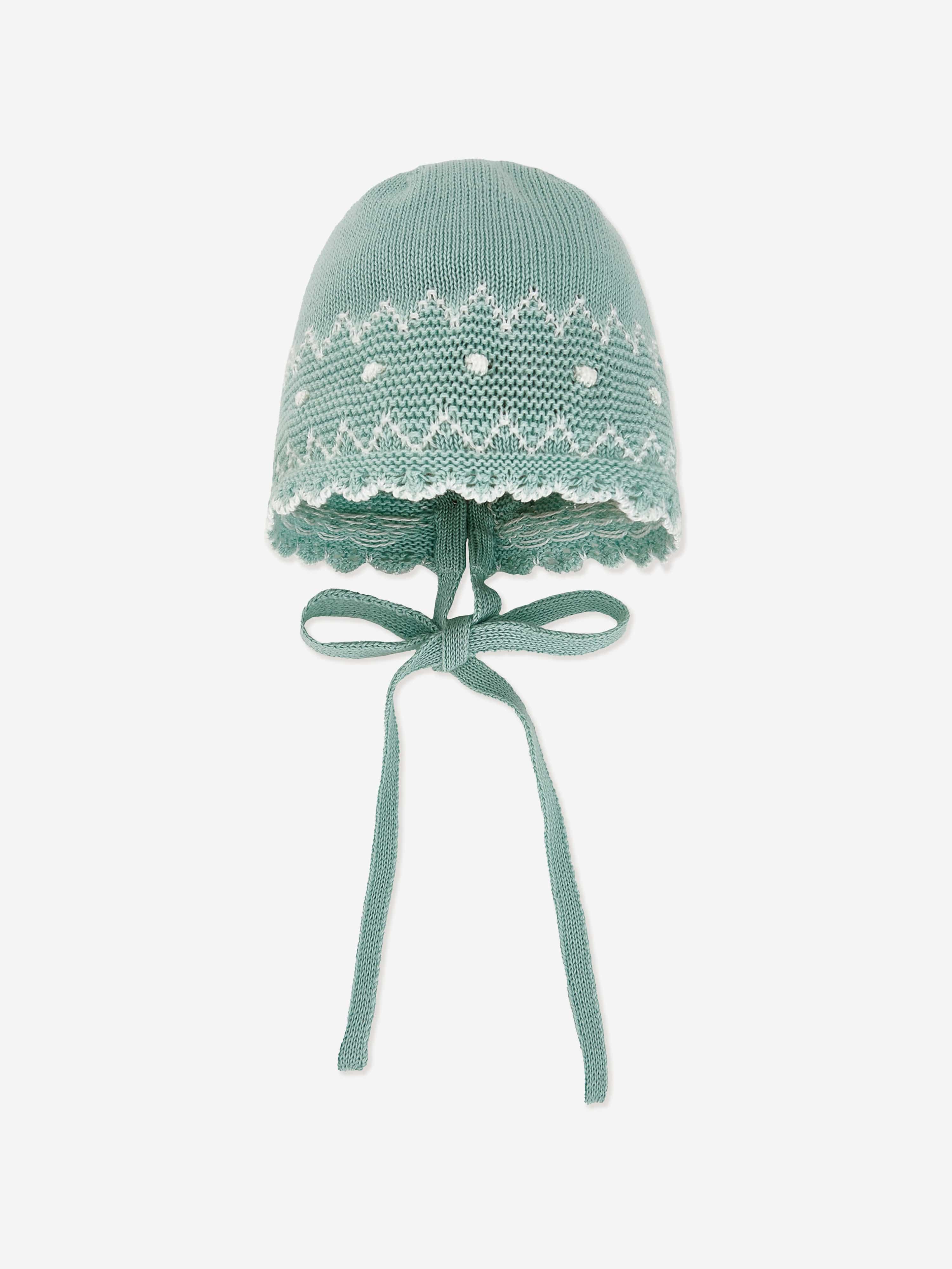 Paz Rodriguez Baby Knitted Bonnet in Green Buy Cheap Best