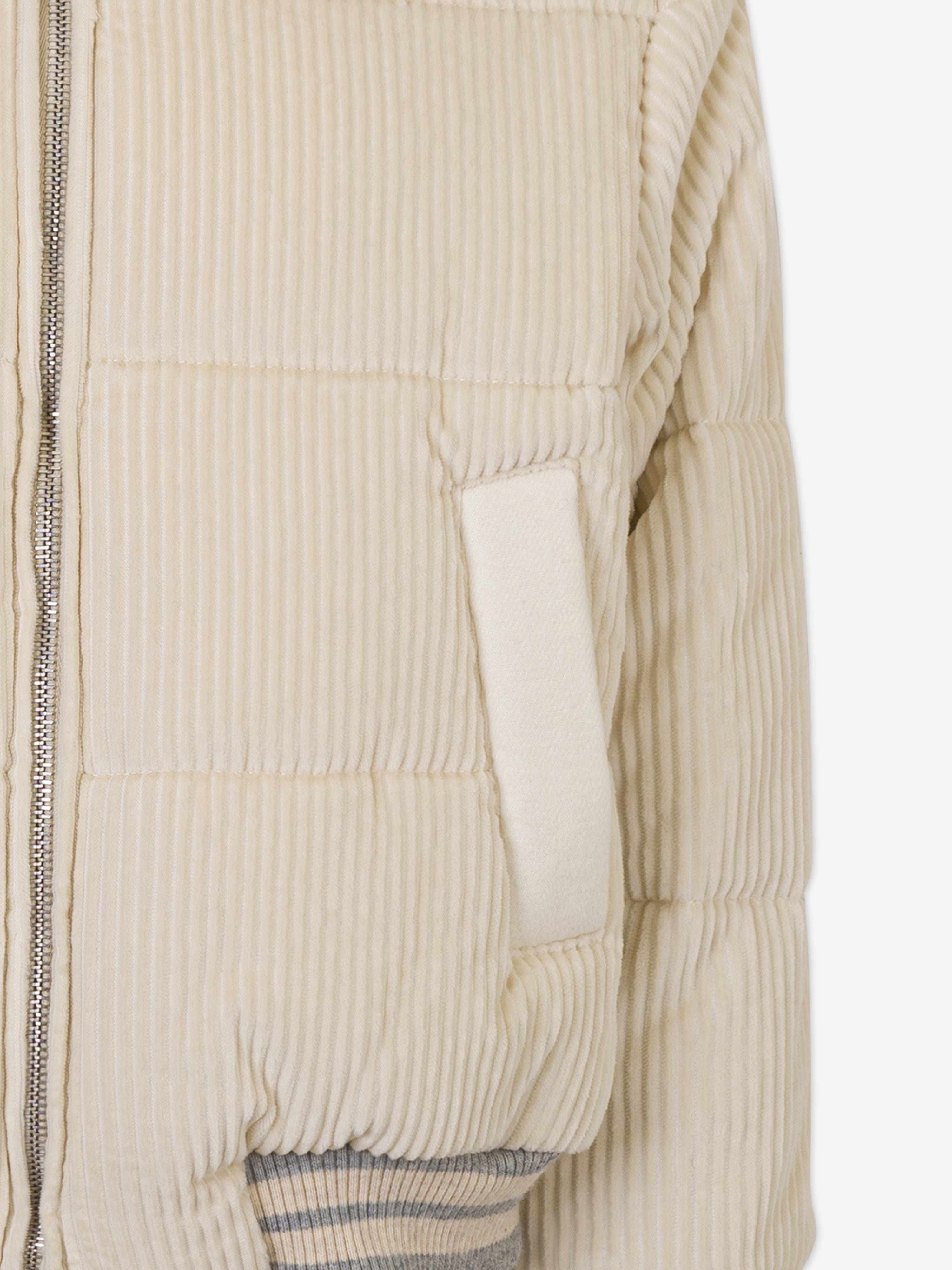 Eleventy Boys Corduroy Puffer Jacket in Ivory 2025 Cheap Online