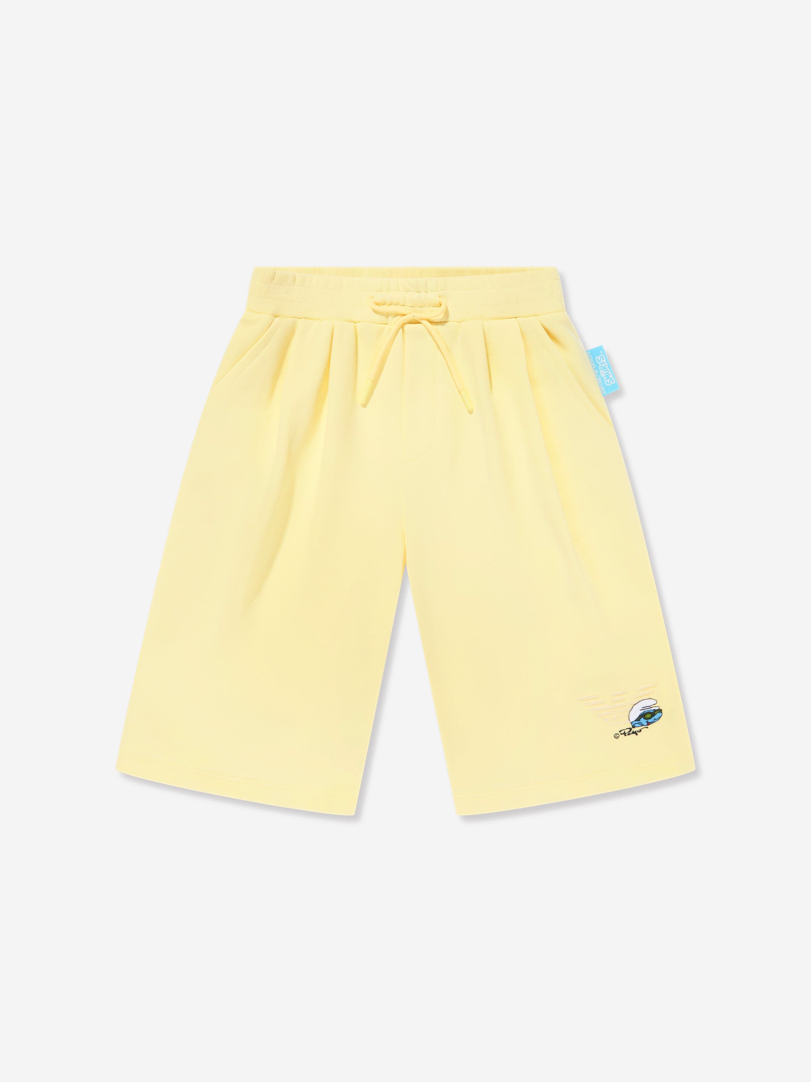 Emporio Armani Boys Smurf Logo Shorts in Yellow Shop For