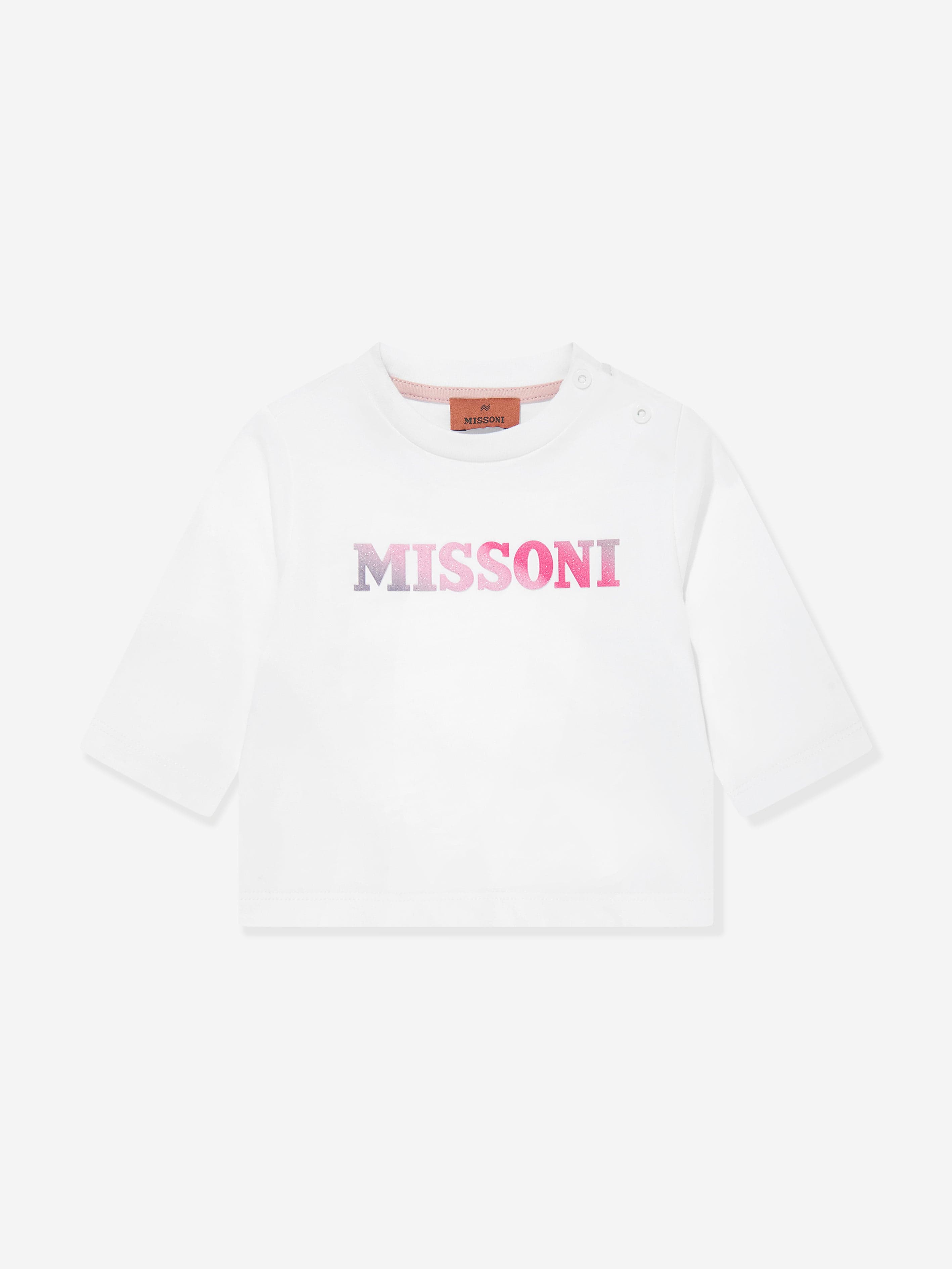 Missoni Baby Girls Long Sleeve Logo T-Shirt in White Extremely Cheap Pice