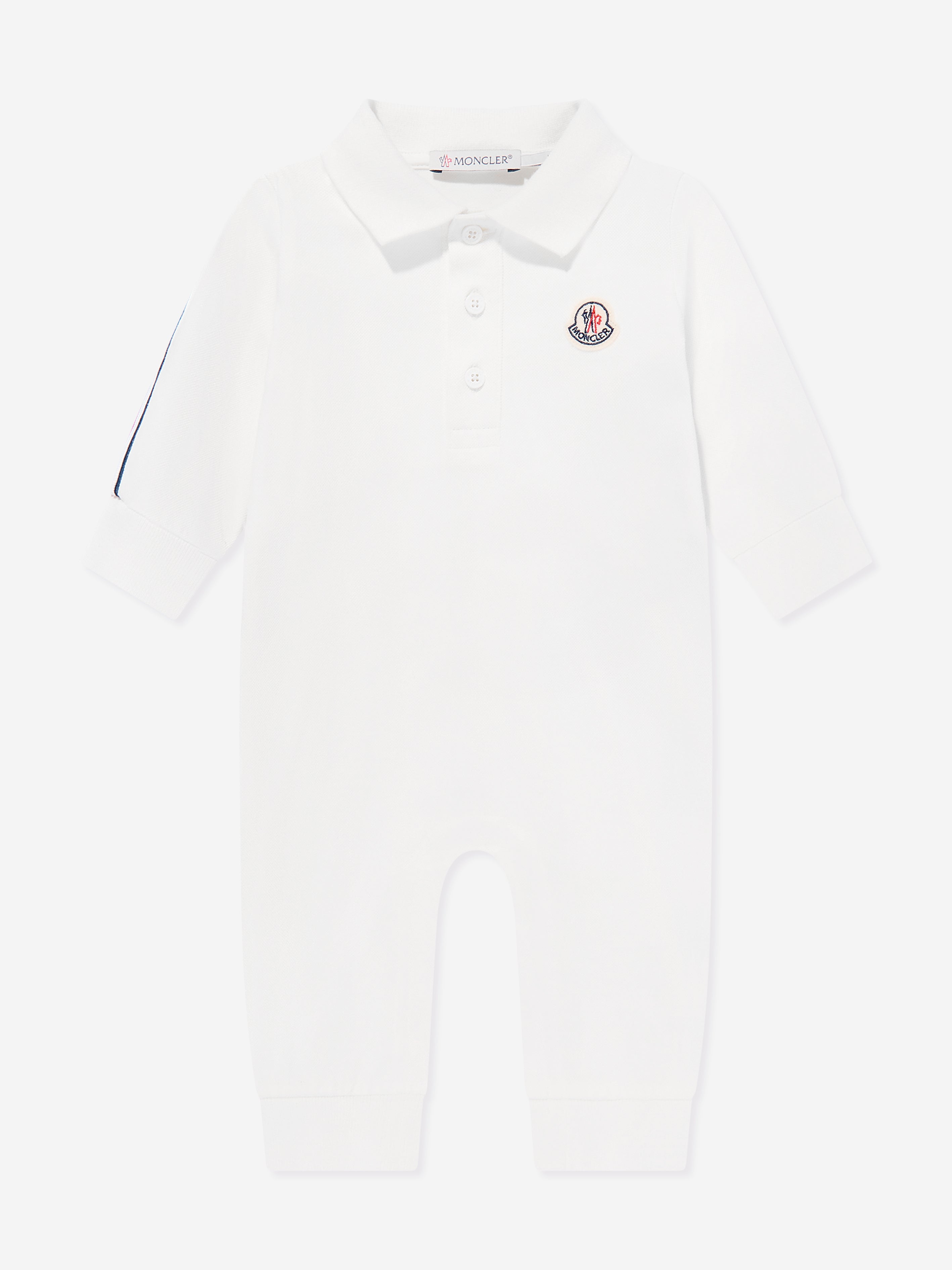 Moncler Enfant Baby Boys Logo Romper in Ivory How Much For Sale