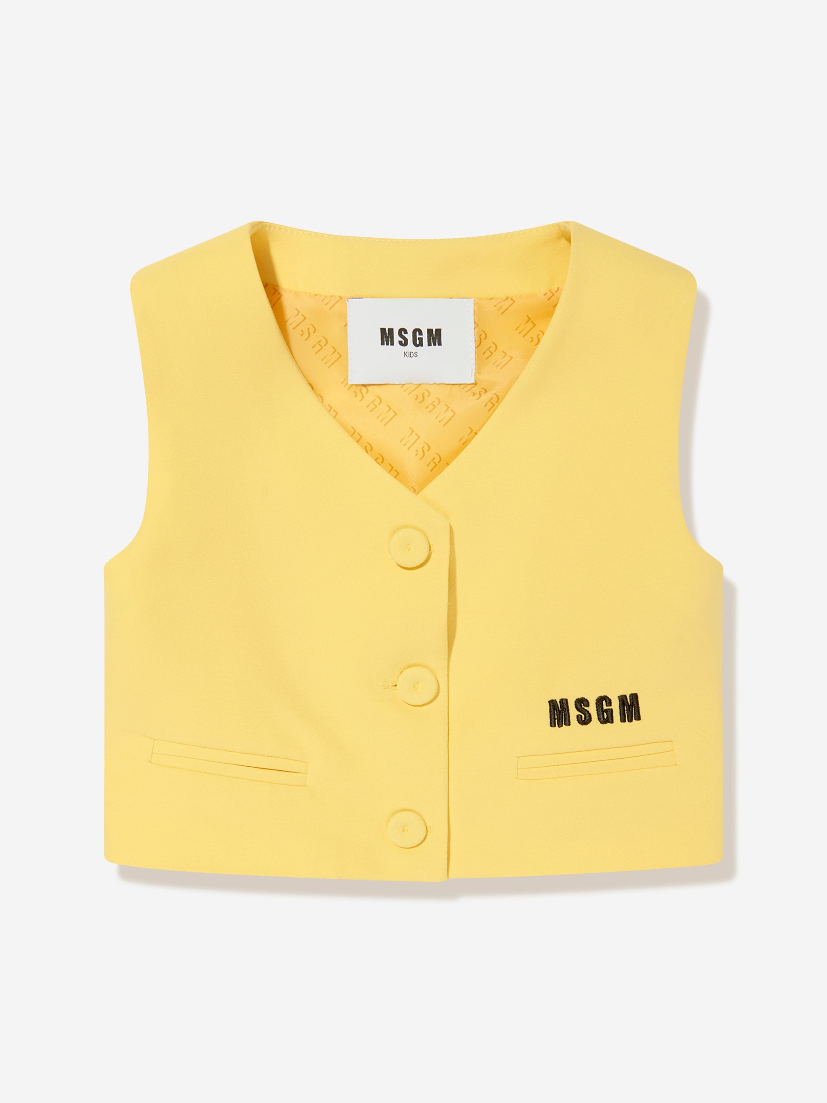 MSGM Girls Technical Fabric Gilet in Yellow Discount 2025