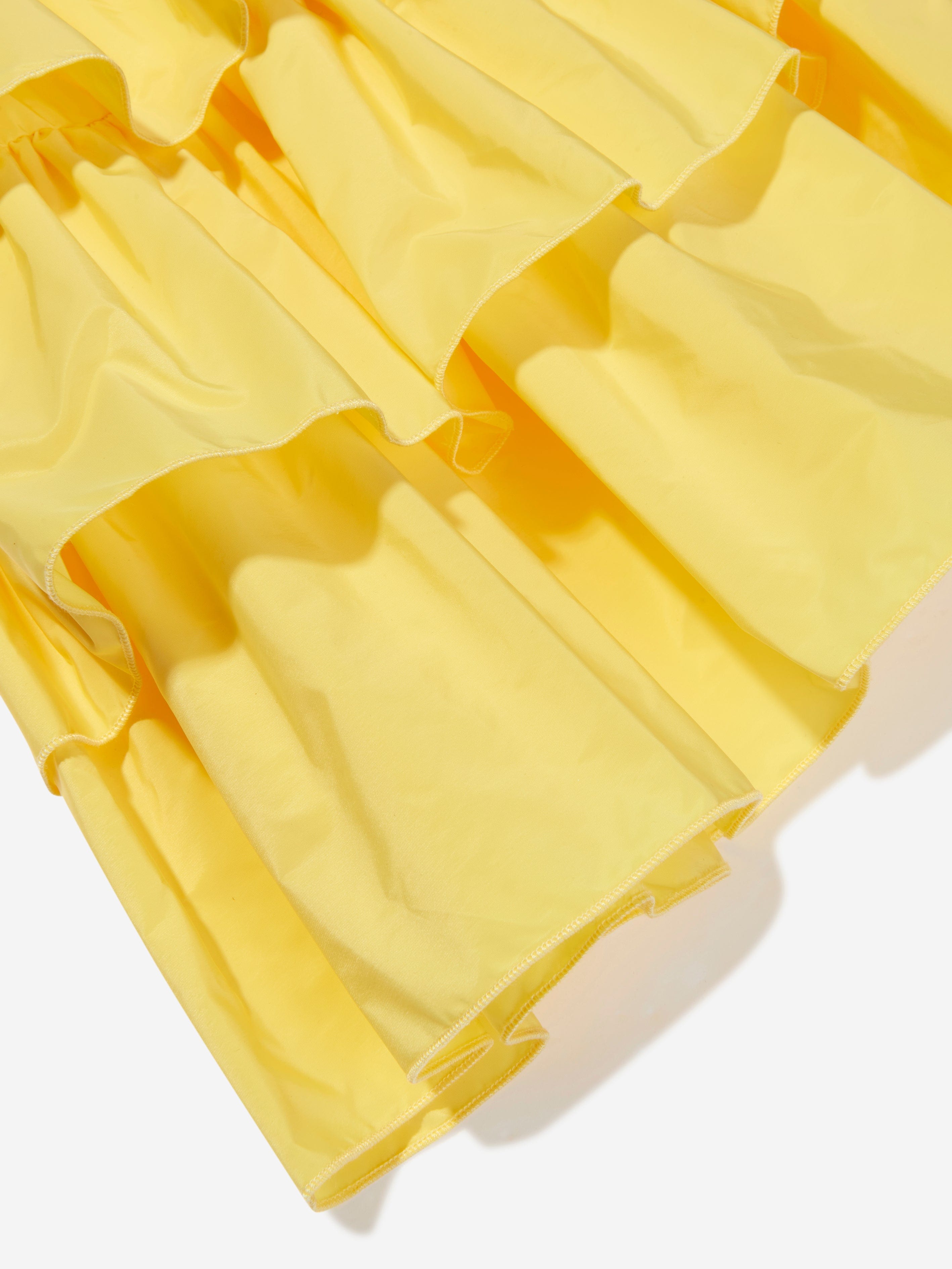 MSGM Girls Midi Ruffle Skirt in Yellow Browse
