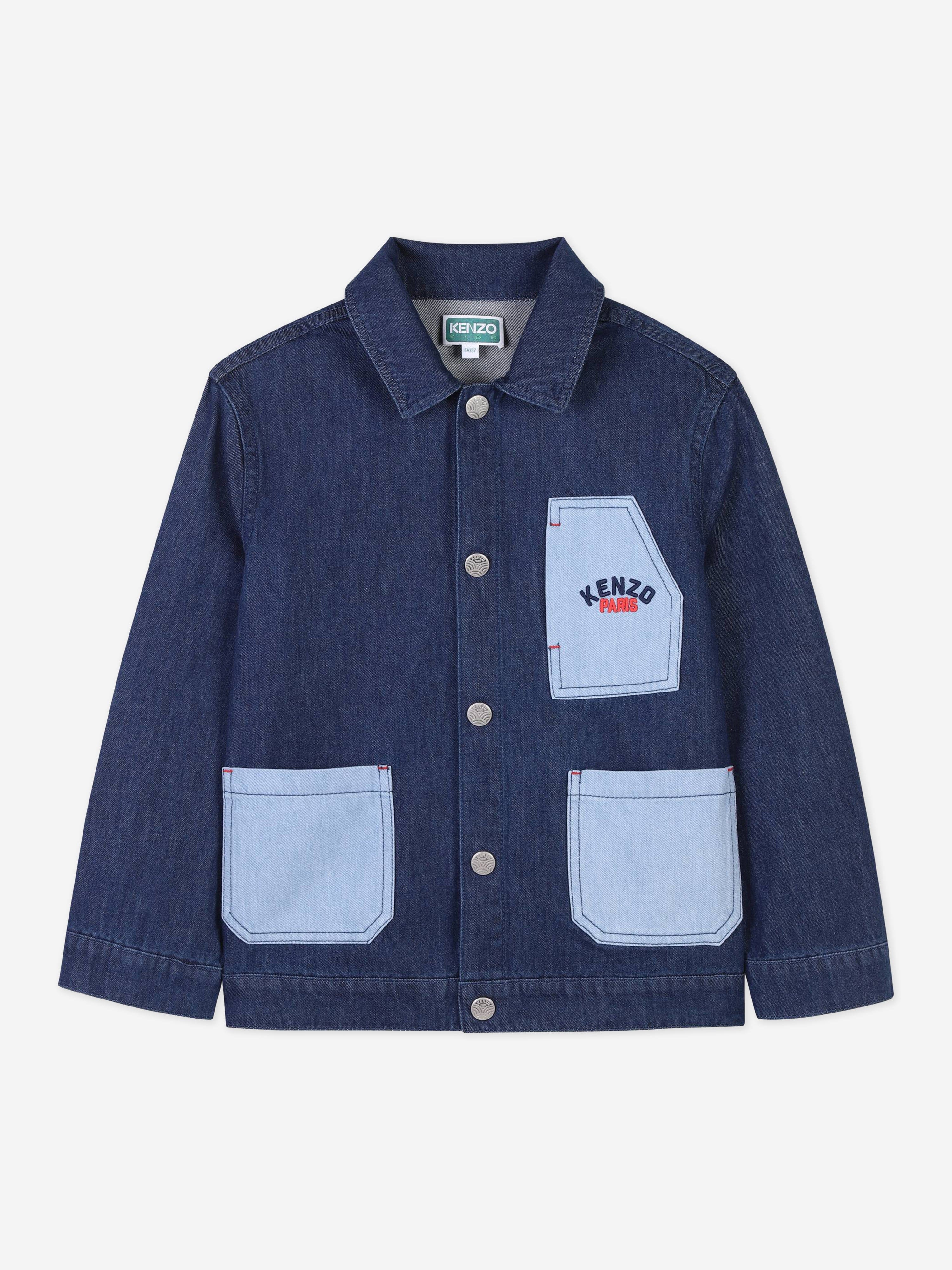 Boys Patch Pocket Denim Jaket in Blue Outlet Cheap Pice
