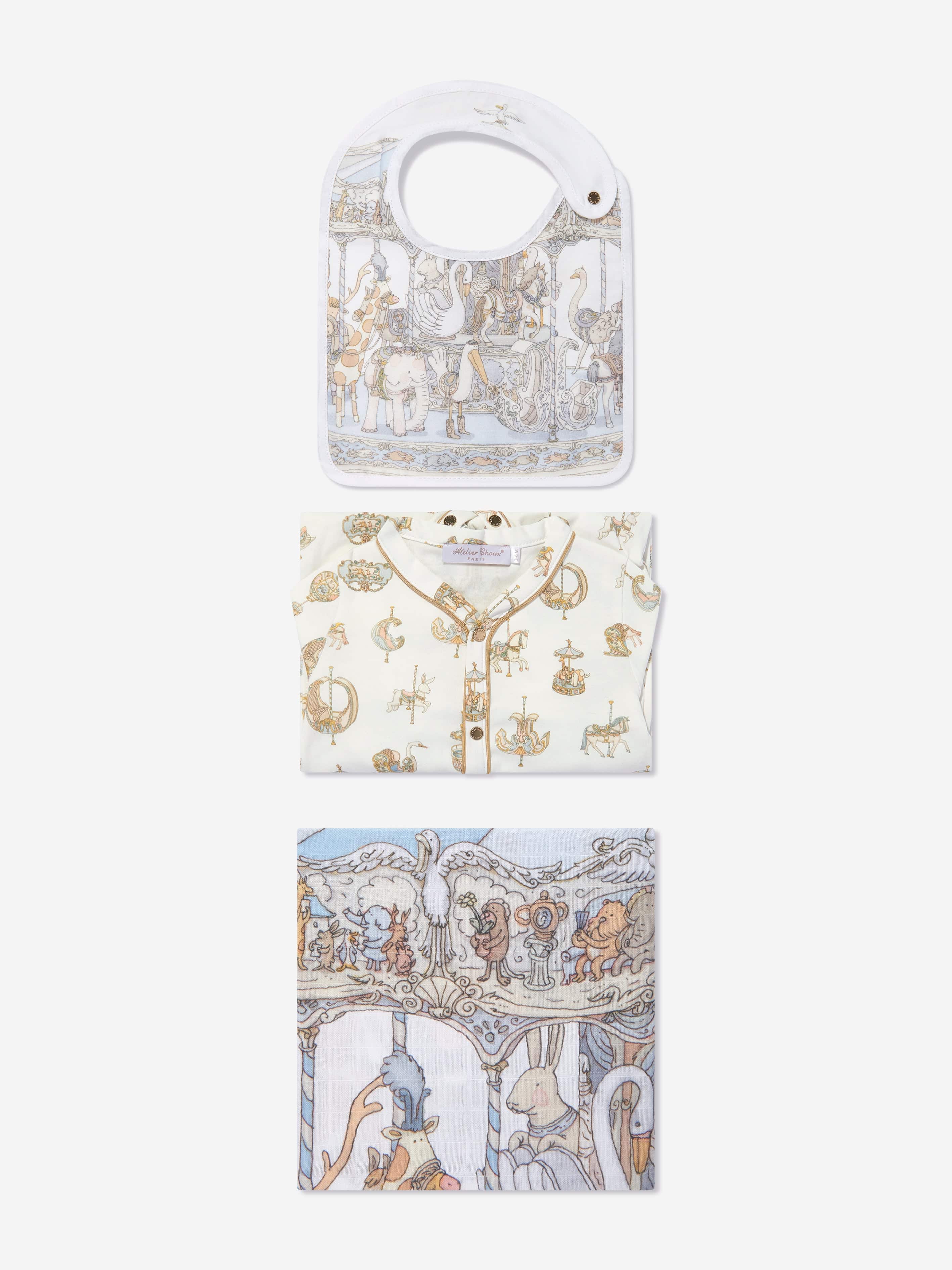 Atelier Choux Baby Boys Carousel Gift Set in Blue Professional