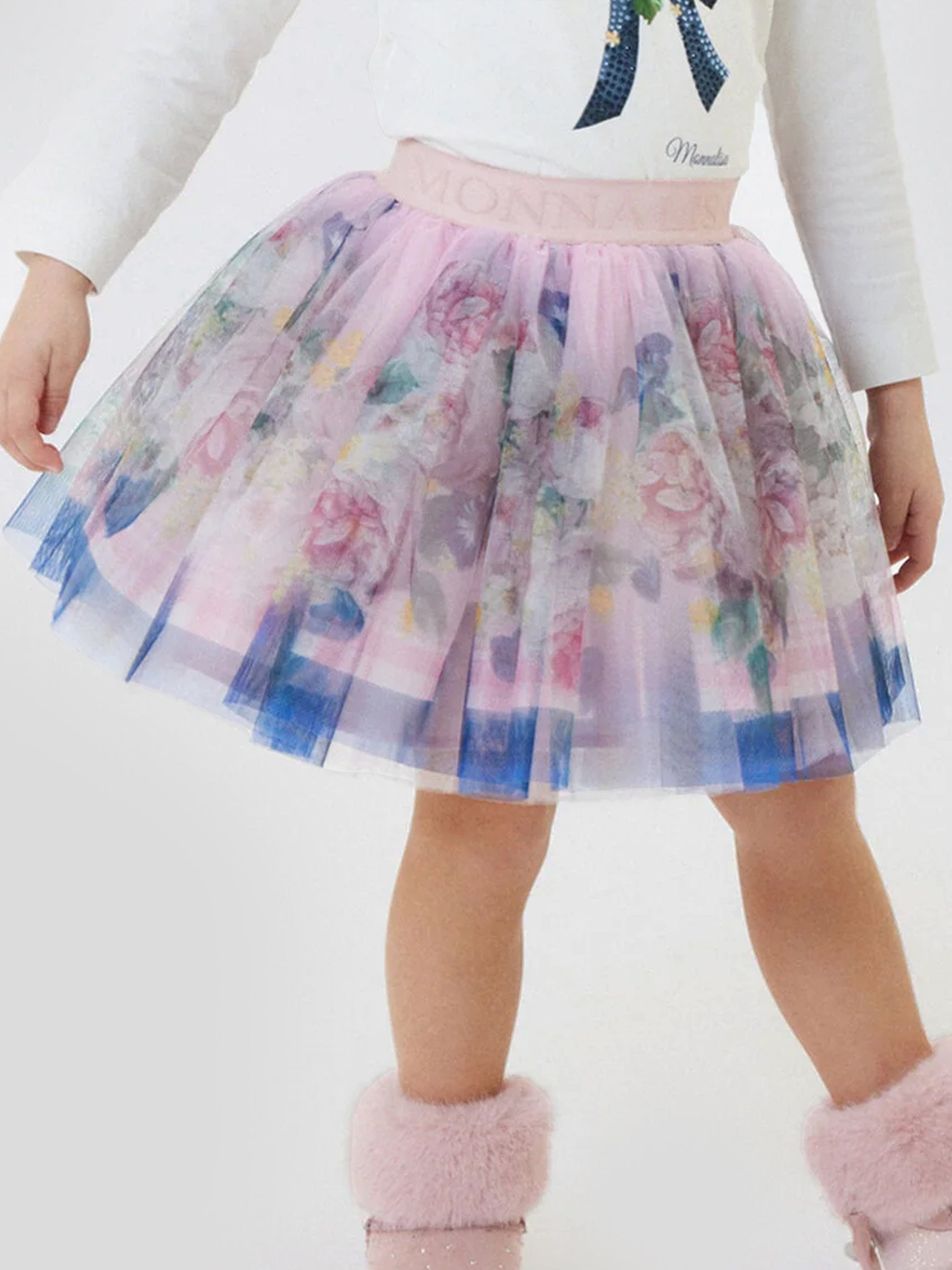 Monnalisa Girls Baroque Floral Skirt in Multicolour Store Sale