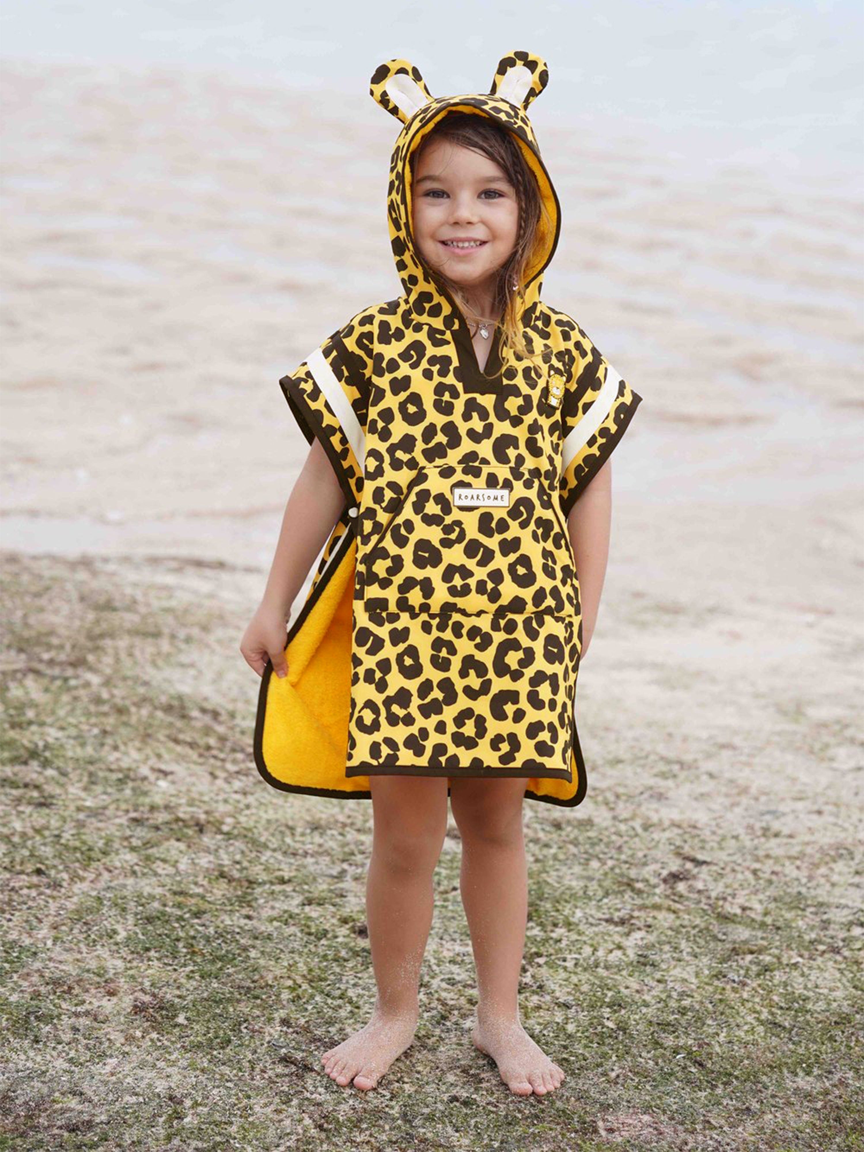 Roarsome Girls Dash The Leopard Poncho Towel in Yellow Sale How Much